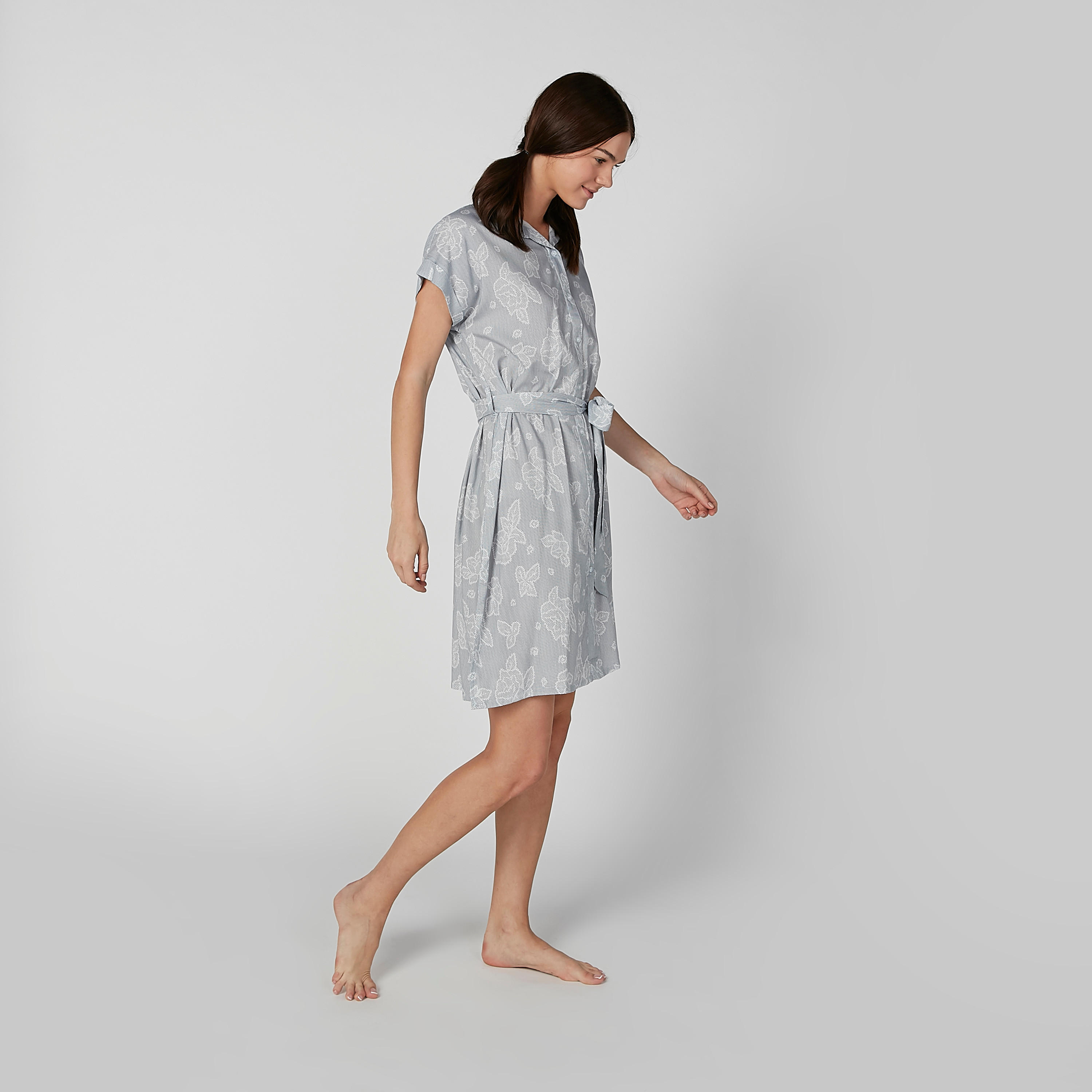 قميص نوم بأكمام كاب وأربطة وطبعات زهرية-women-clothing-nightwear-nighties-image-2