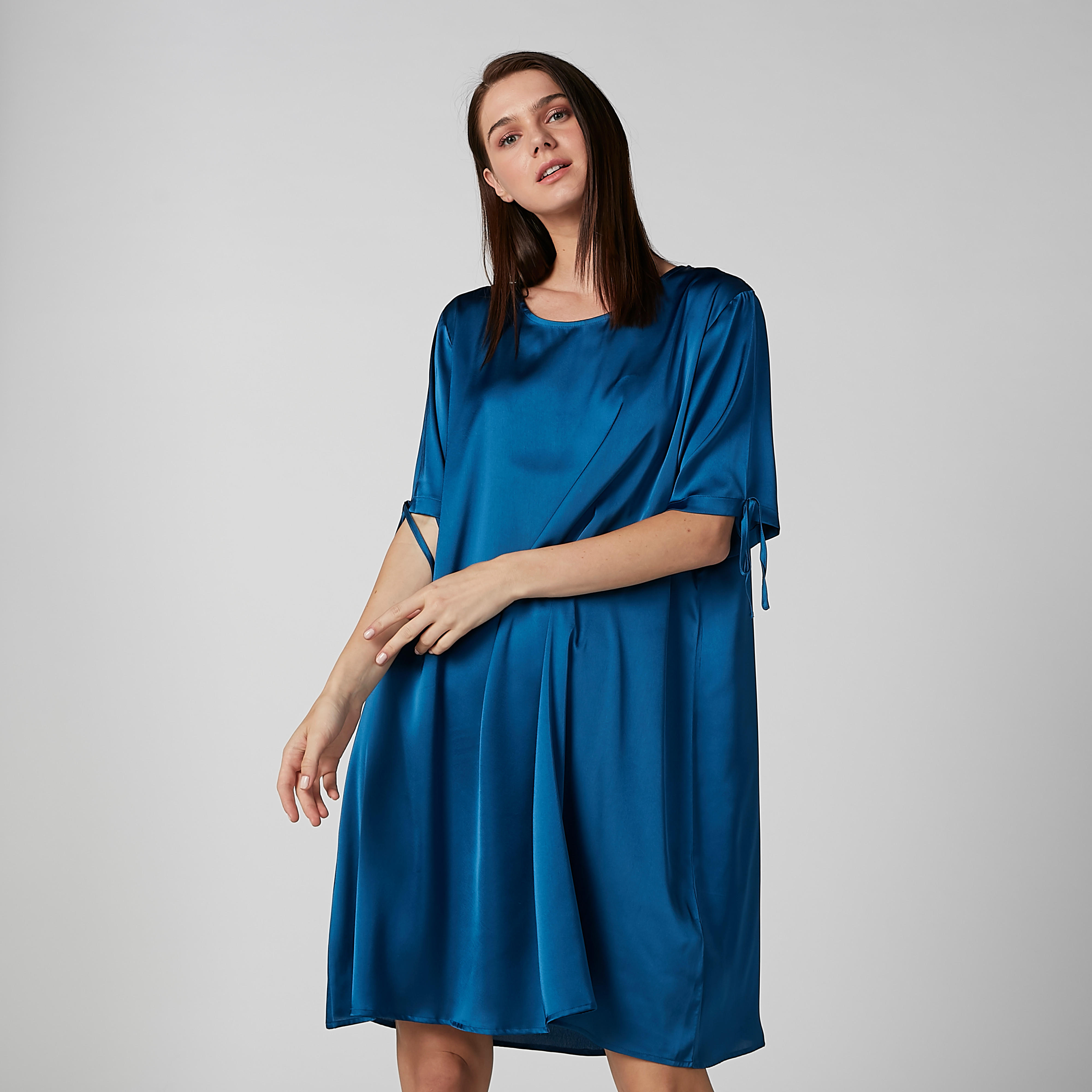 قميص نوم بياقة مستديرة وأكمام قصيرة - طقم من قطعتين-women-clothing-nightwear-nighties-image-2