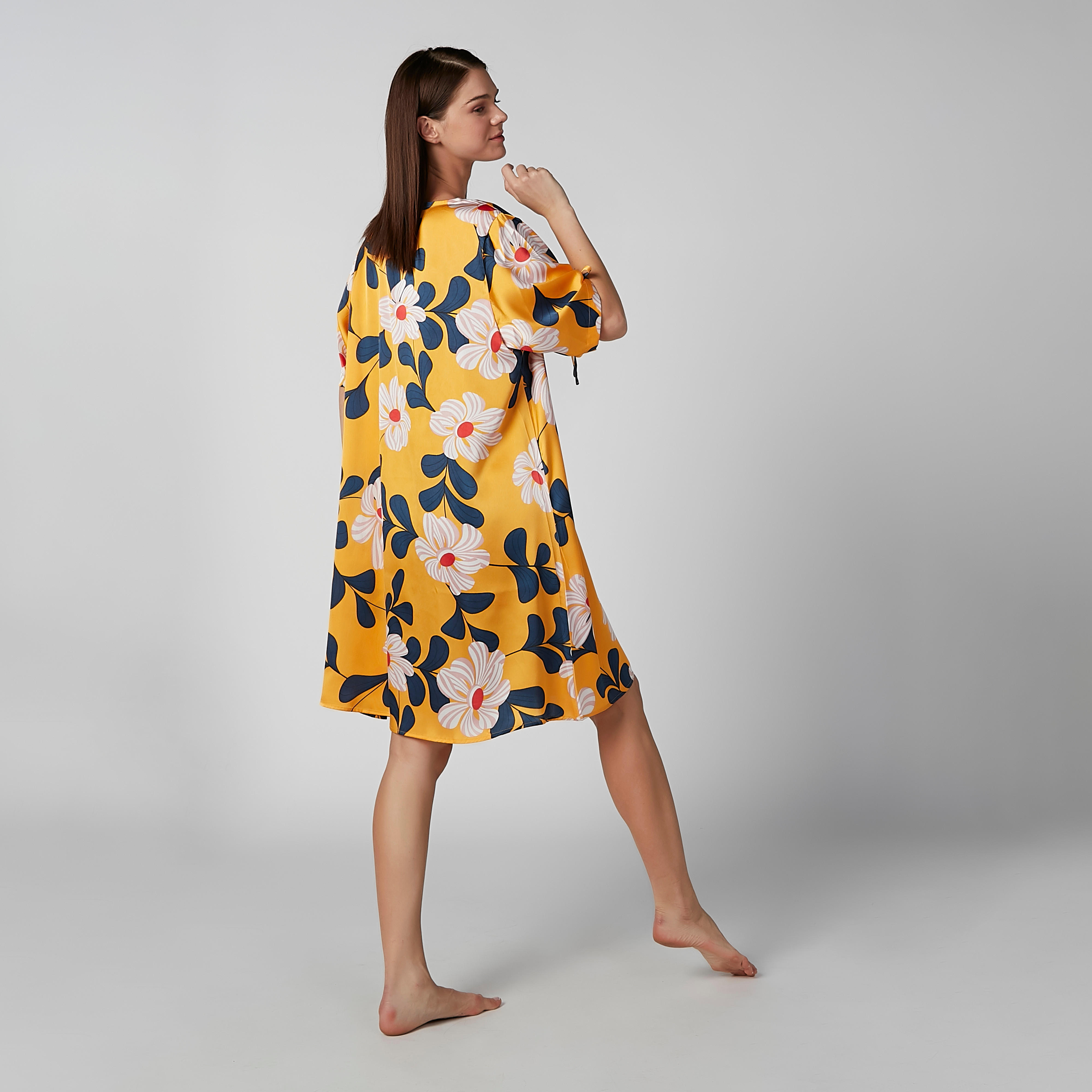 قميص نوم بياقة مستديرة وأكمام قصيرة - طقم من قطعتين-women-clothing-nightwear-nighties-image-5