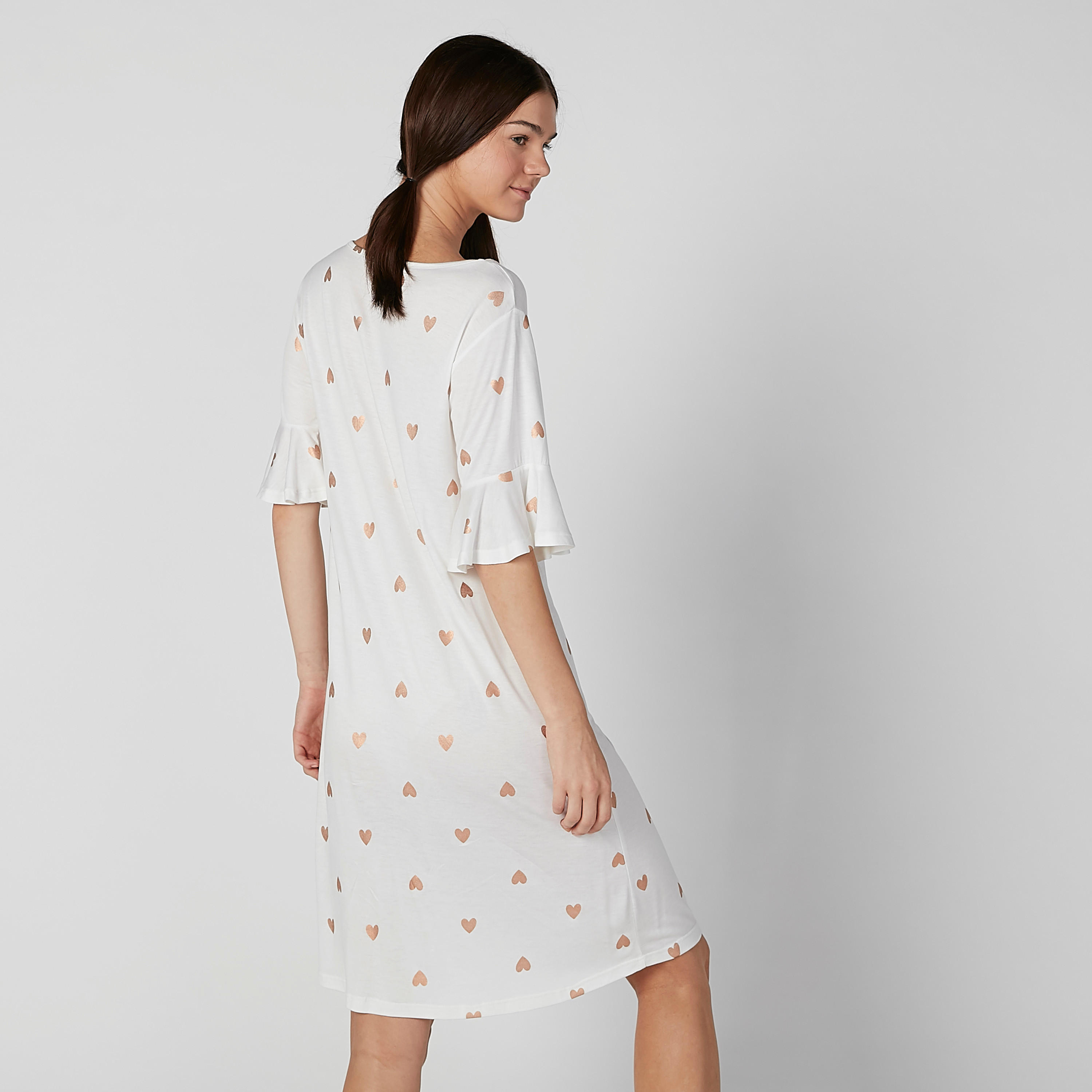 Printed Sleep Dress with Round Neck and Peplum Sleeves-women-clothing-nightwear-nighties-image-2