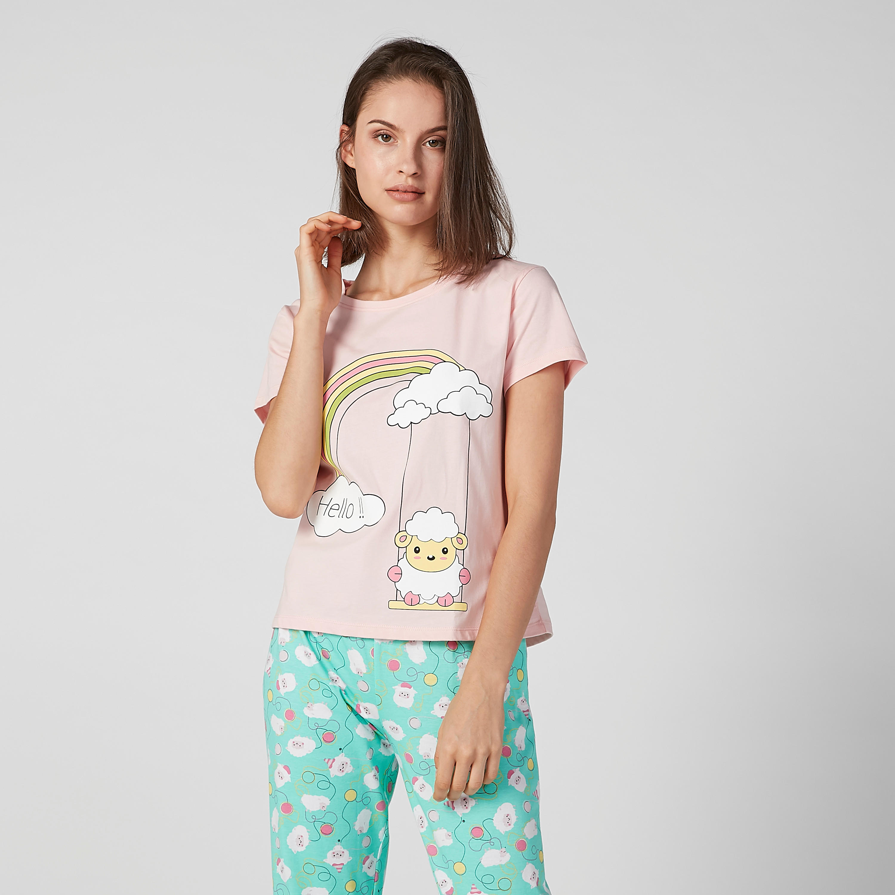 طقم مستدام من بنطلون بيجاما وتيشيرت بطبعات-women-clothing-nightwear-pyjamas-longsets-image-3