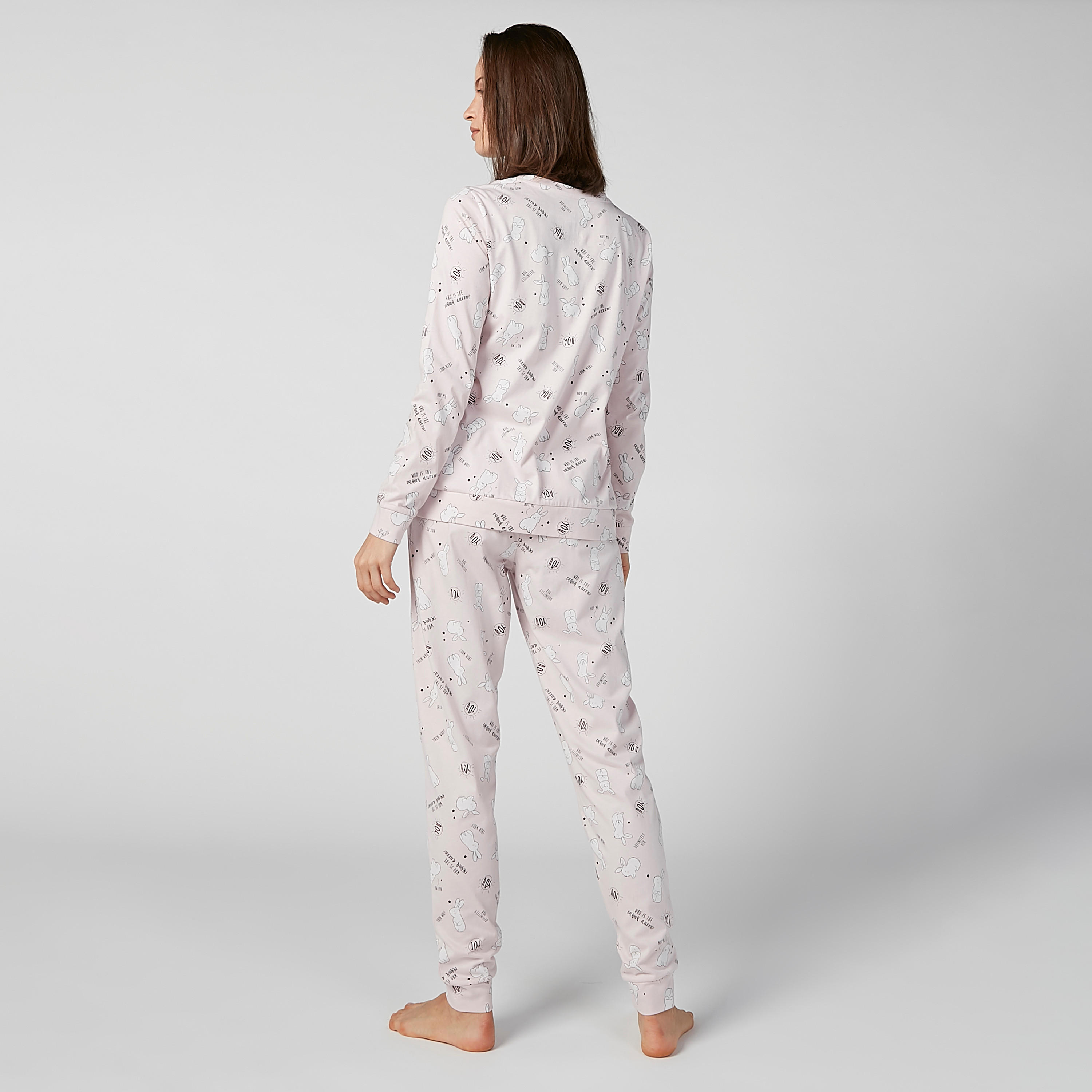 Printed T-shirt with Full Length Pyjamas-women-clothing-nightwear-pyjamas-longsets-image-3