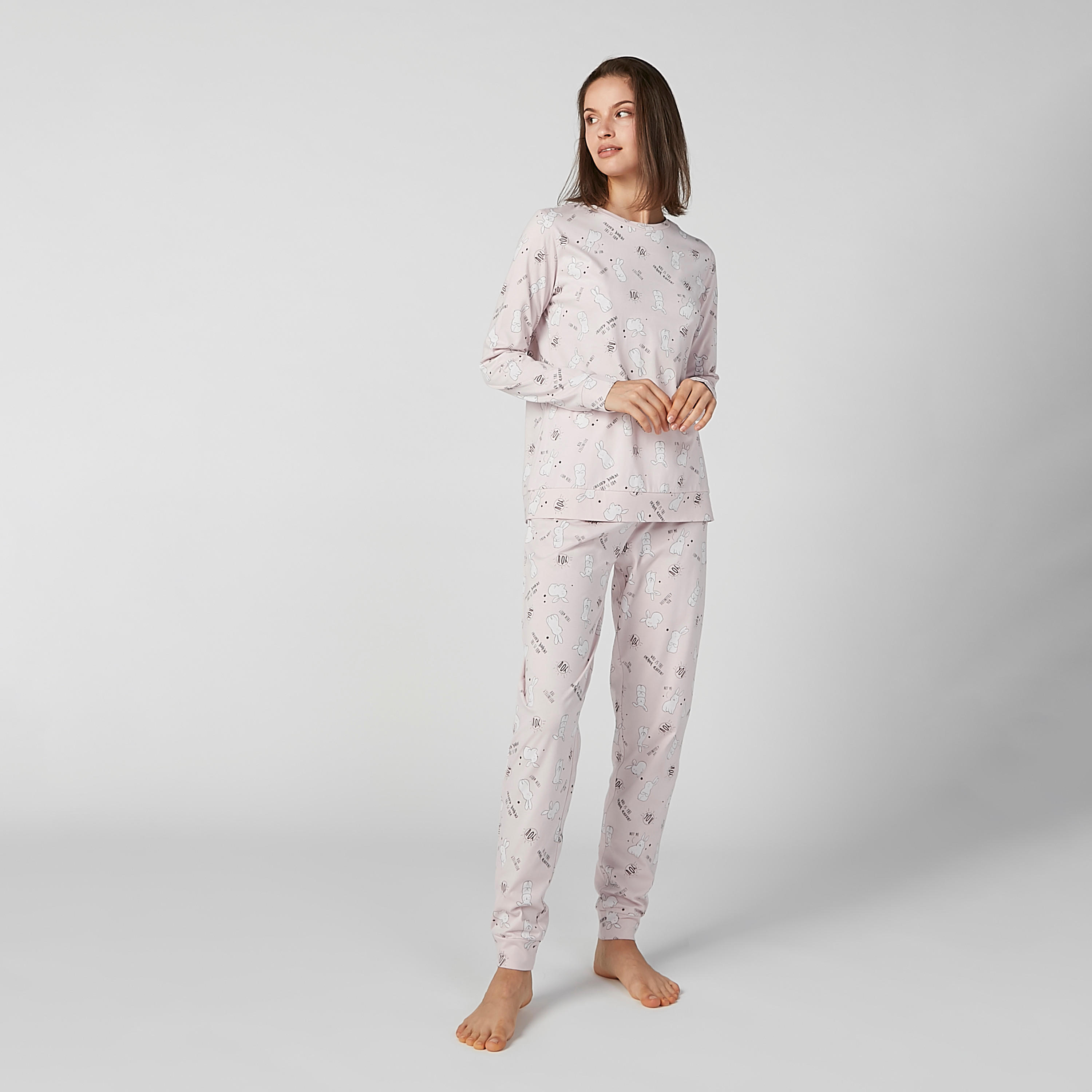 Printed T-shirt with Full Length Pyjamas-women-clothing-nightwear-pyjamas-longsets-image-4