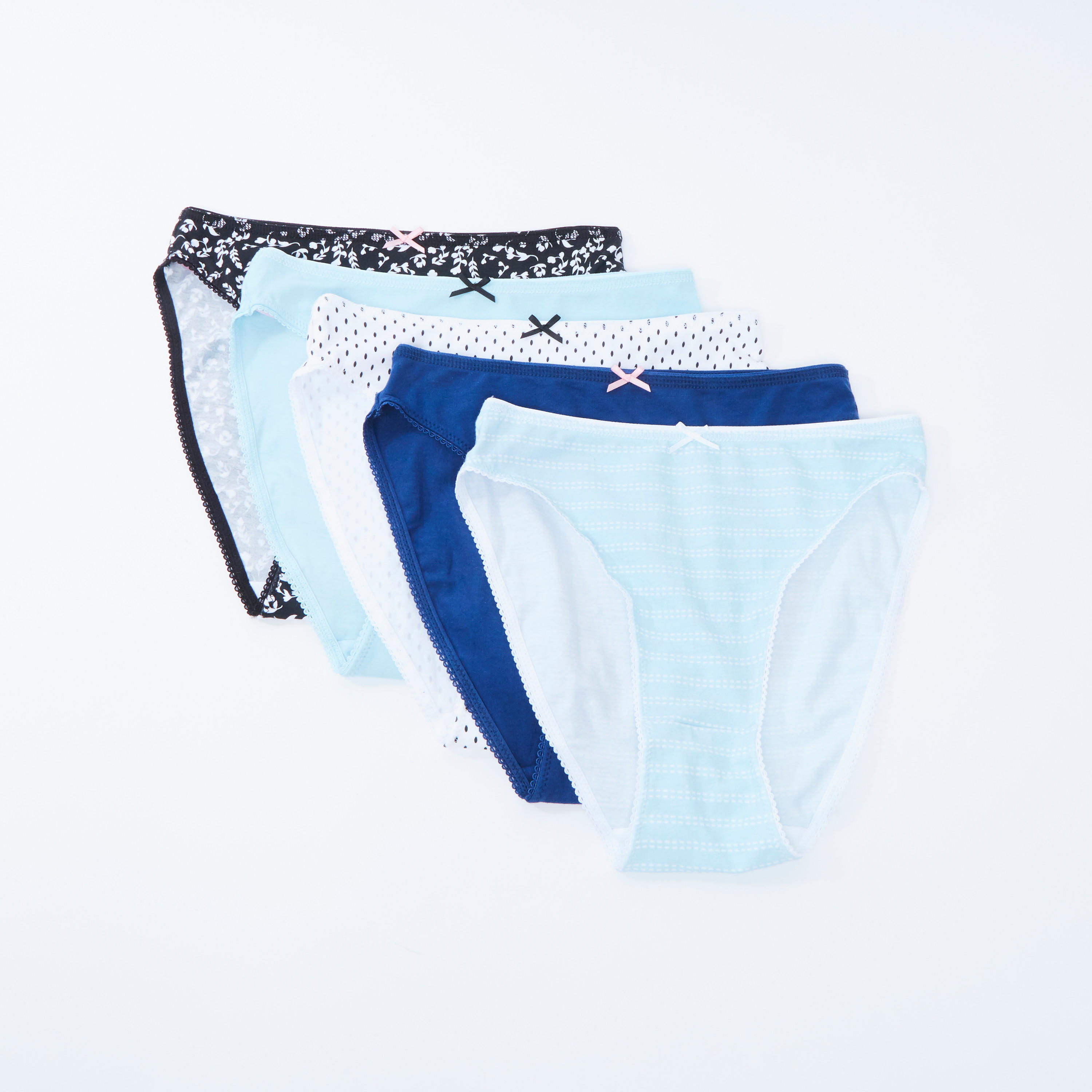 سراويل داخلية متنوعة بخصر مطّاطي - طقم من 5 قطع-women-clothing-lingerie-panties-image-1