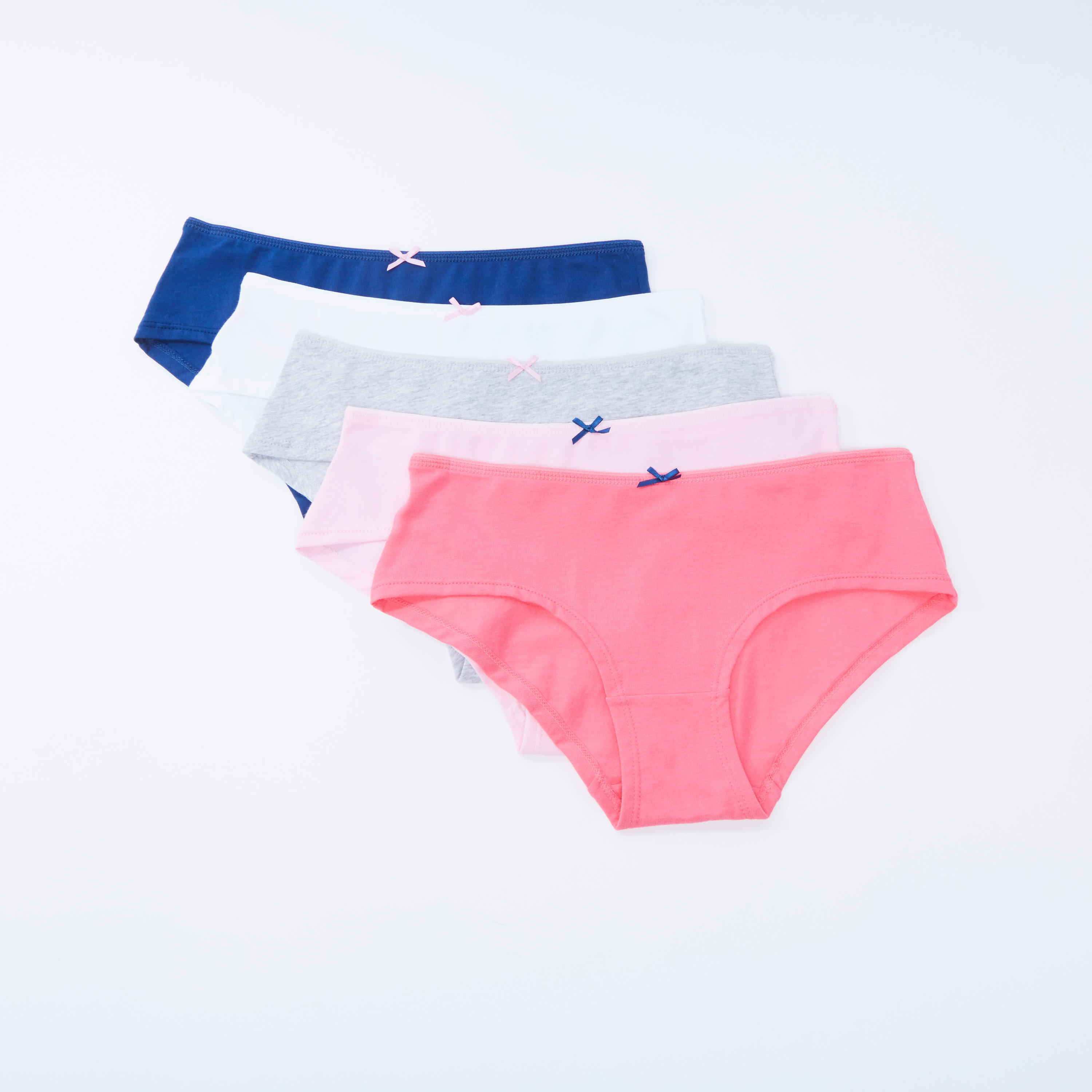 سراويل داخلية مستدامة سادة بفيونكة - طقم من 5 قطع-women-clothing-lingerie-panties-image-1