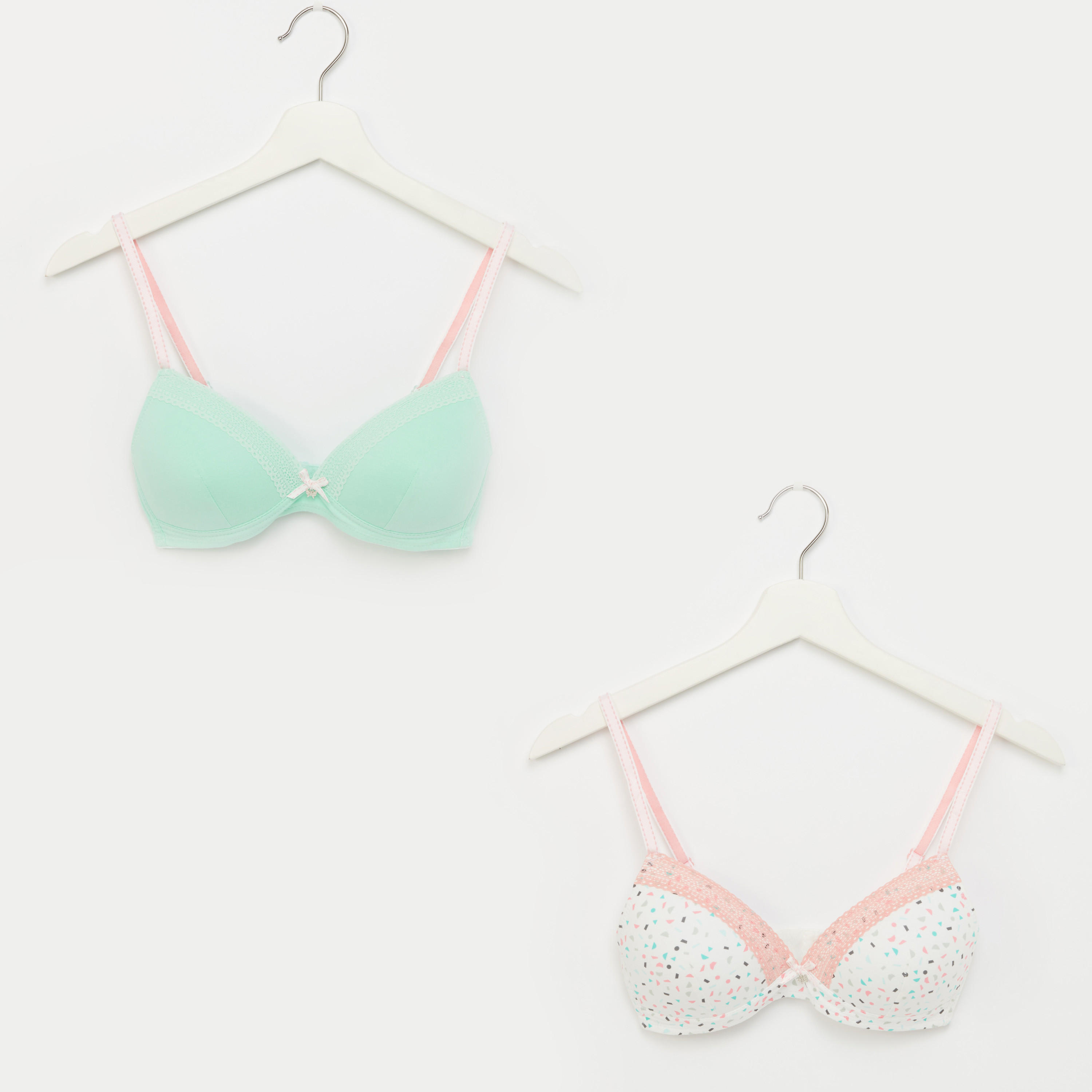 صدريّة تيشيرت بتفاصيل دانتيل وخطاف إغلاق - طقم من قطعتين-women-clothing-lingerie-bras-image-1