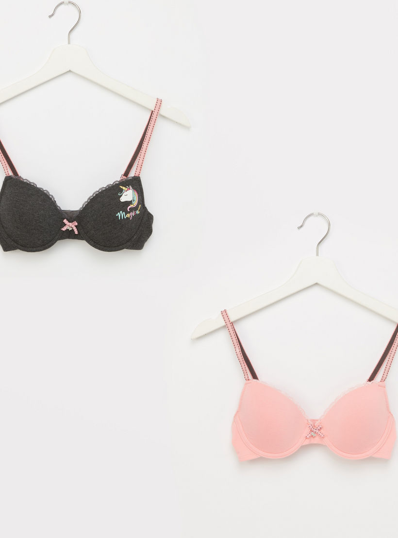 صدريّة مبطّنة بتفاصيل دانتيل ومشبك إغلاق - طقم من قطعتين-women-clothing-lingerie-bras-image-1