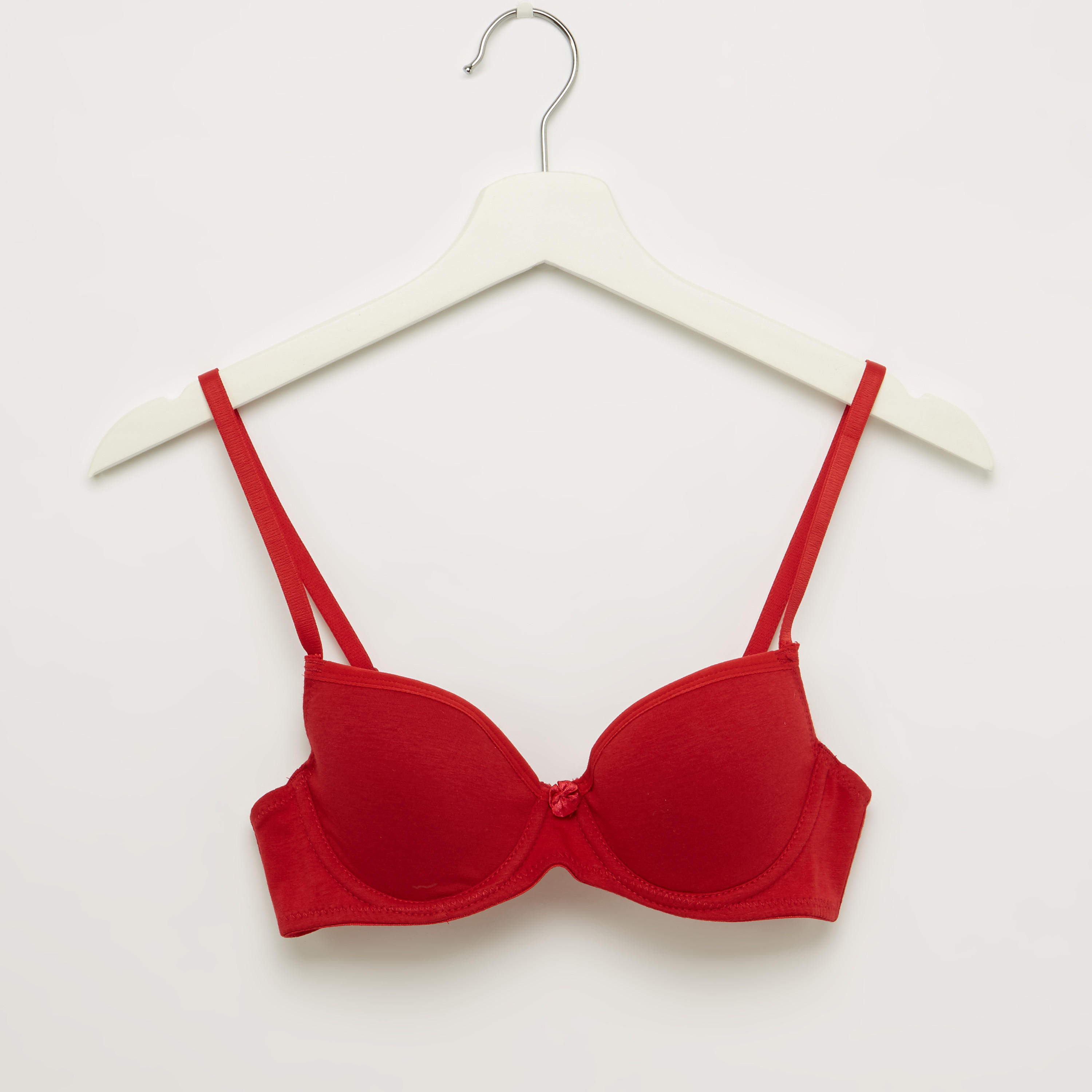 Plain Plunge Bra with Hook and Eye Closure-women-clothing-lingerie-bras-image-1