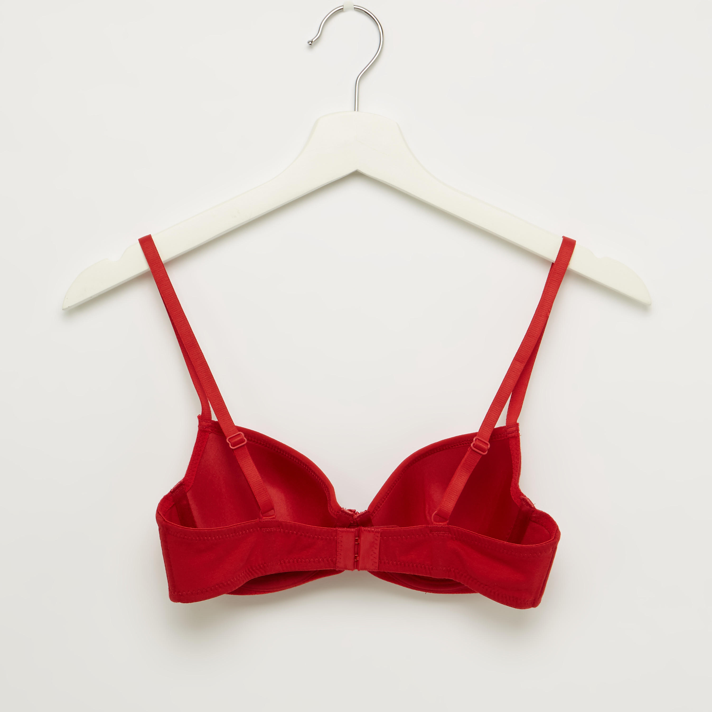Plain Plunge Bra with Hook and Eye Closure-women-clothing-lingerie-bras-image-2