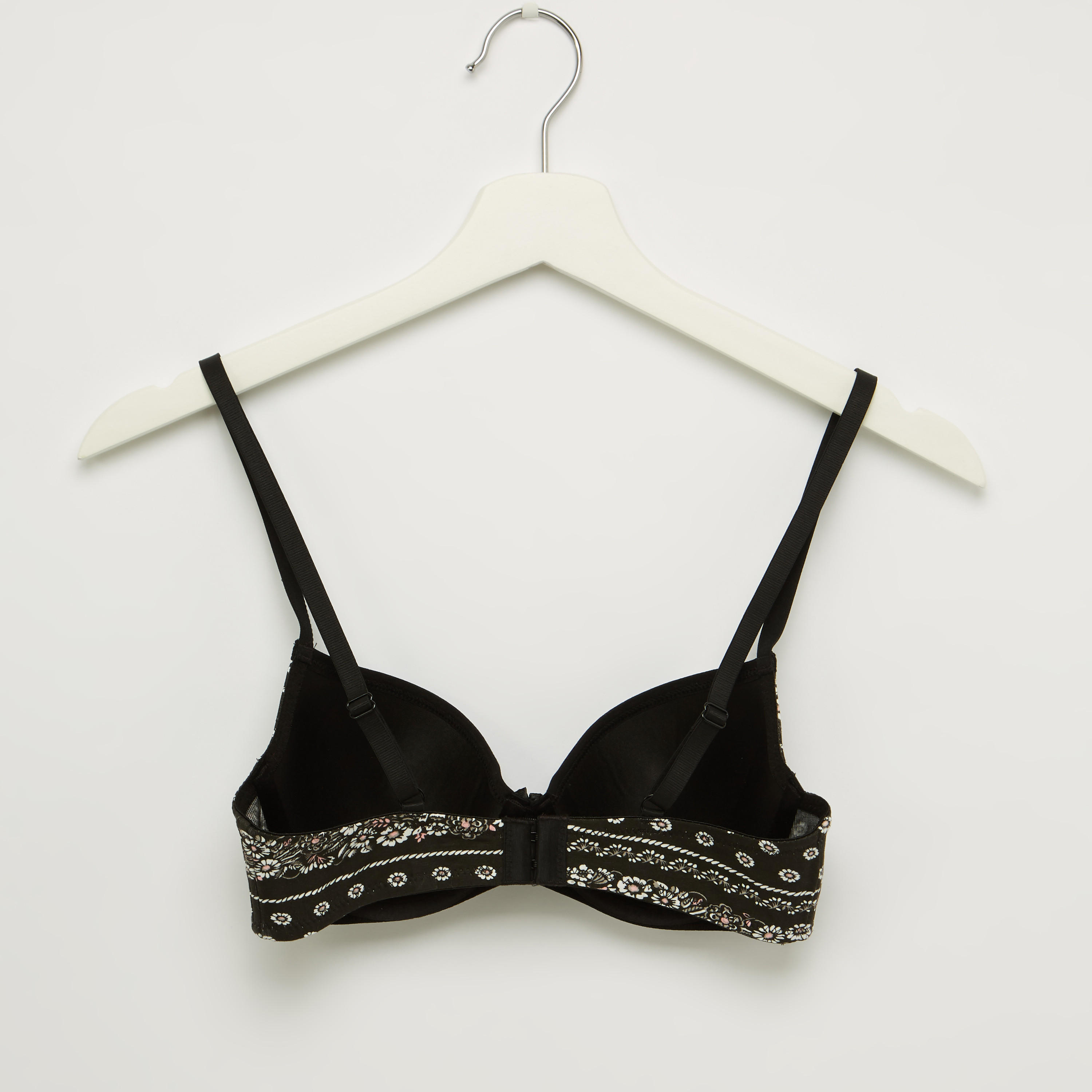 Printed Plunge Bra with Hook and Eye Closure-women-clothing-lingerie-bras-image-2