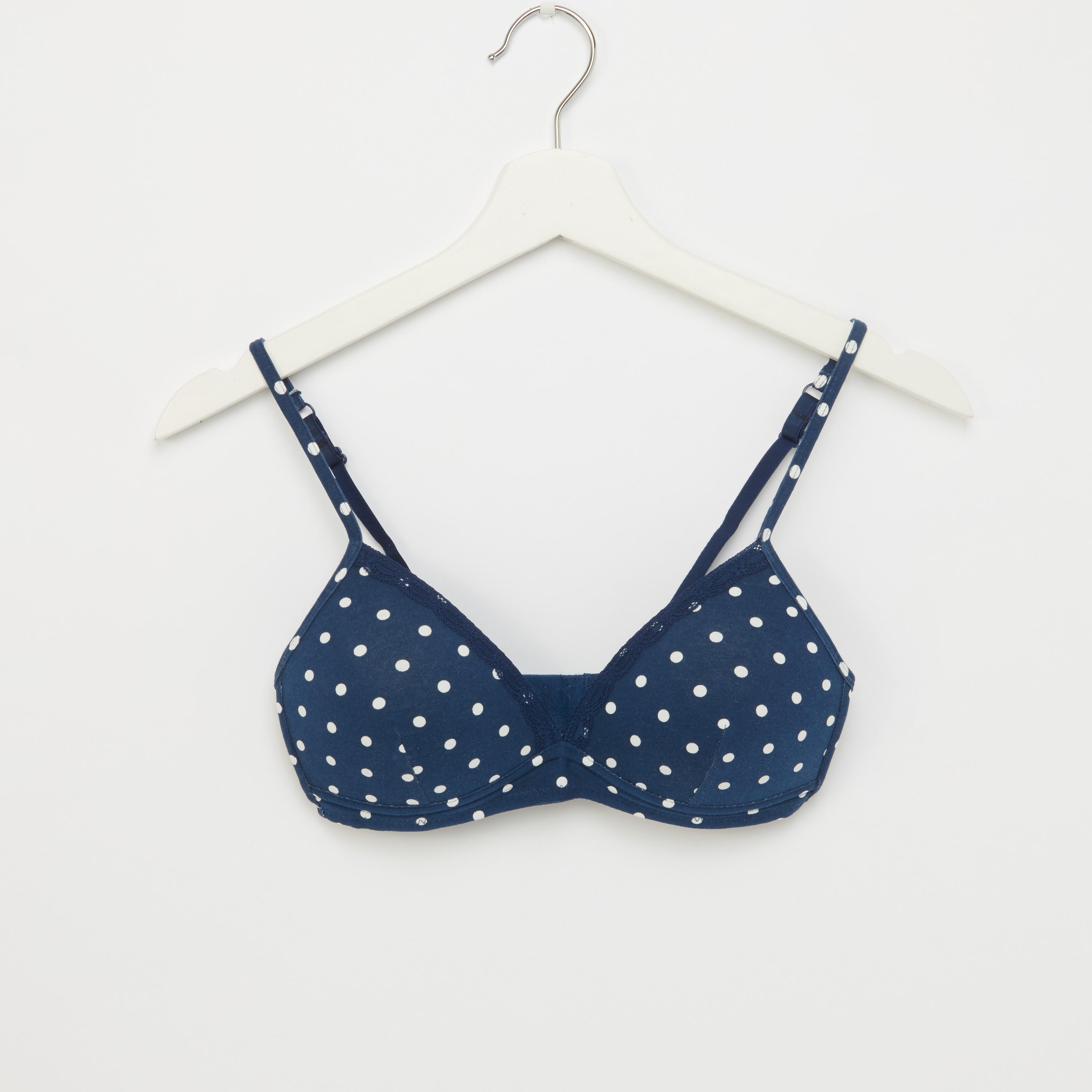 صدريّة تيشيرت بمشبك إغلاق وطبعات منقّطة - طقم من قطعتين-women-clothing-lingerie-bras-image-2
