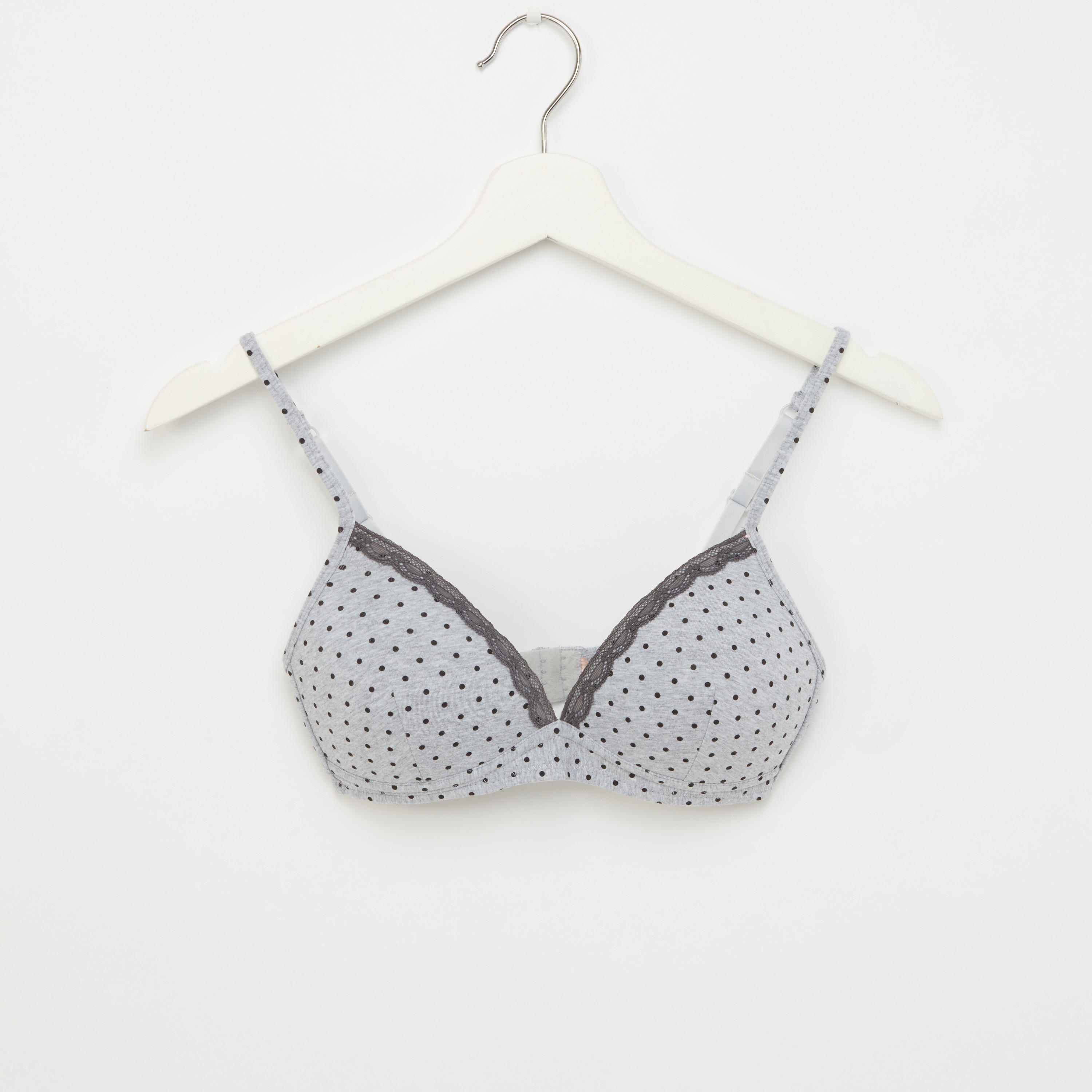 صدريّة تيشيرت بمشبك إغلاق وطبعات منقّطة - طقم من قطعتين-women-clothing-lingerie-bras-image-4