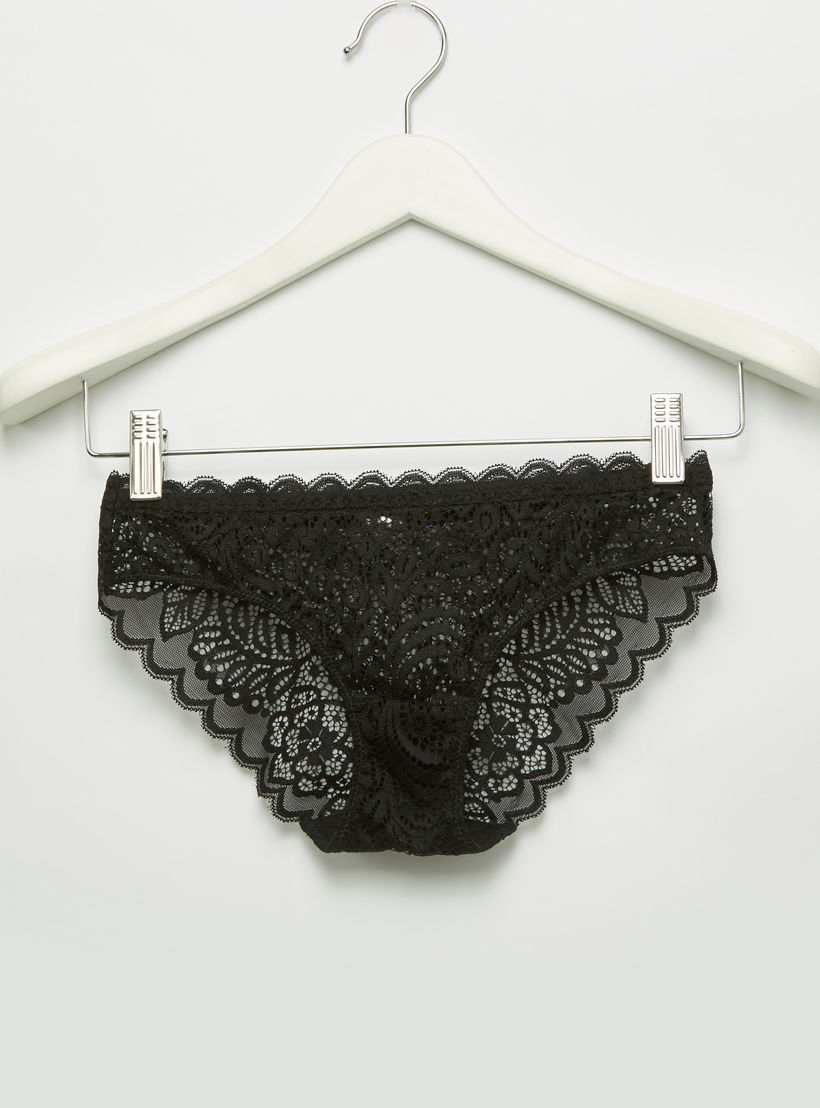 طقم سراويل داخلية وصدريّة ديمي مبطّنة بتفاصيل دانتيل-women-clothing-lingerie-lingeriesets-image-4