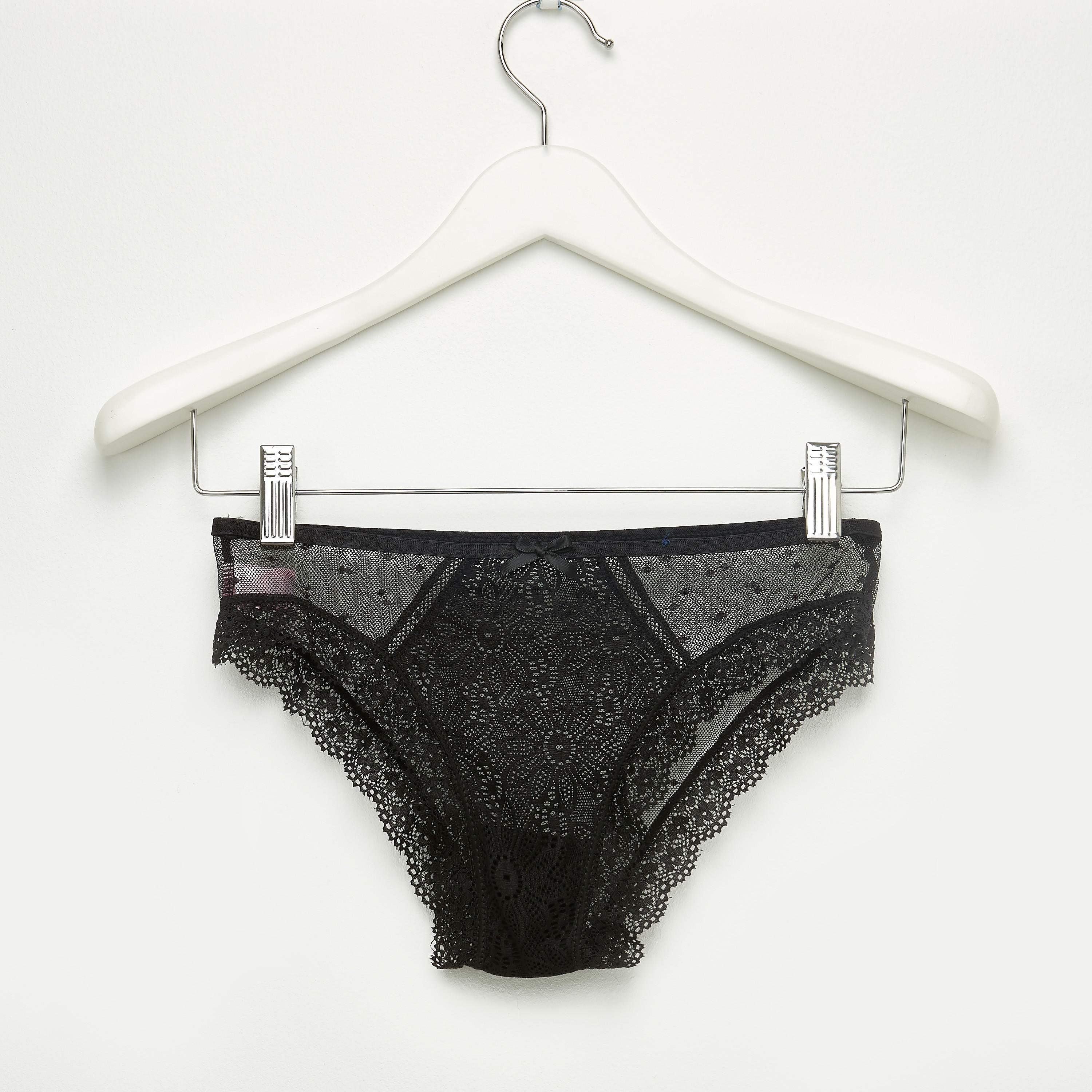 Lace Bikini Briefs with Elasticised Waistband-women-clothing-lingerie-panties-image-1