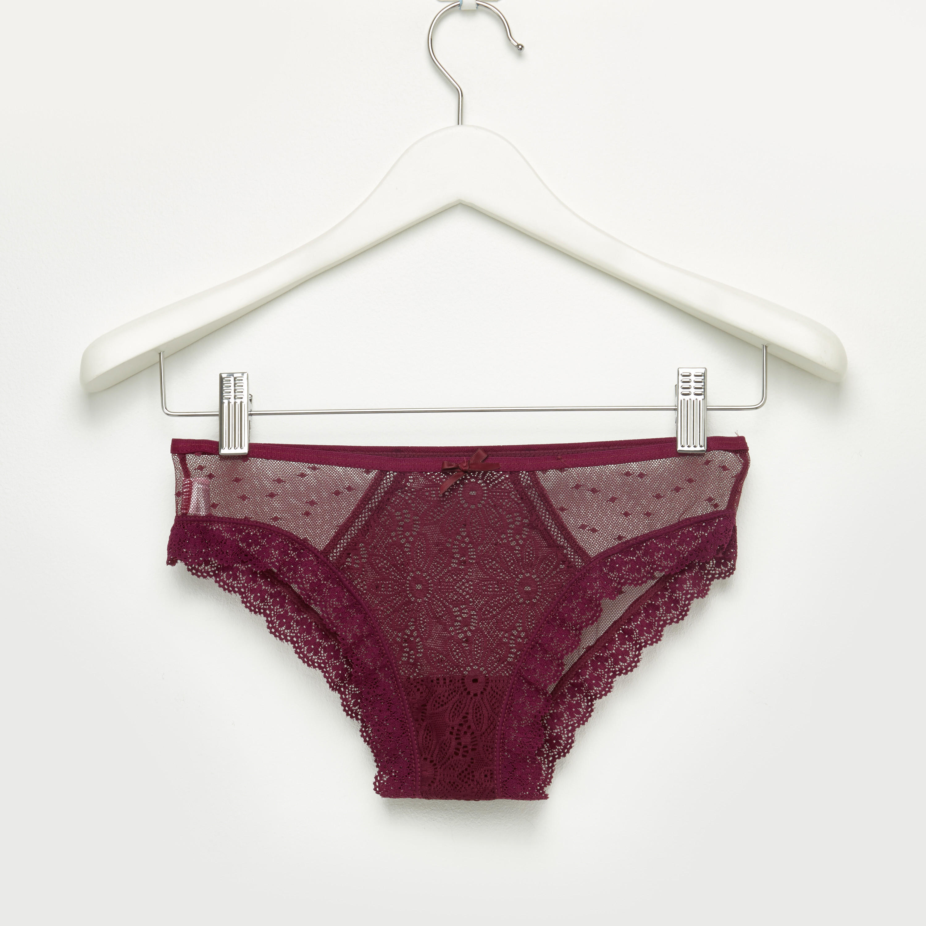 Lace Bikini Briefs with Elasticised Waistband-women-clothing-lingerie-panties-image-1