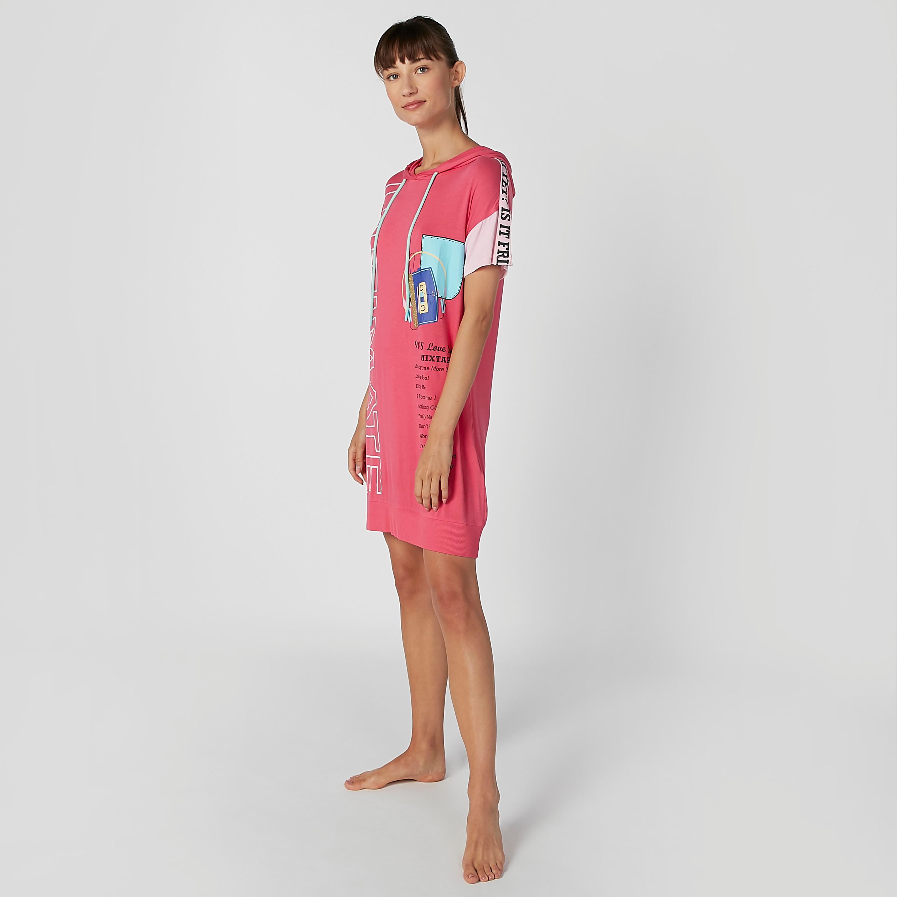 قميص نوم بقبعة وأكمام قصيرة وطبعات-women-clothing-nightwear-nighties-image-2