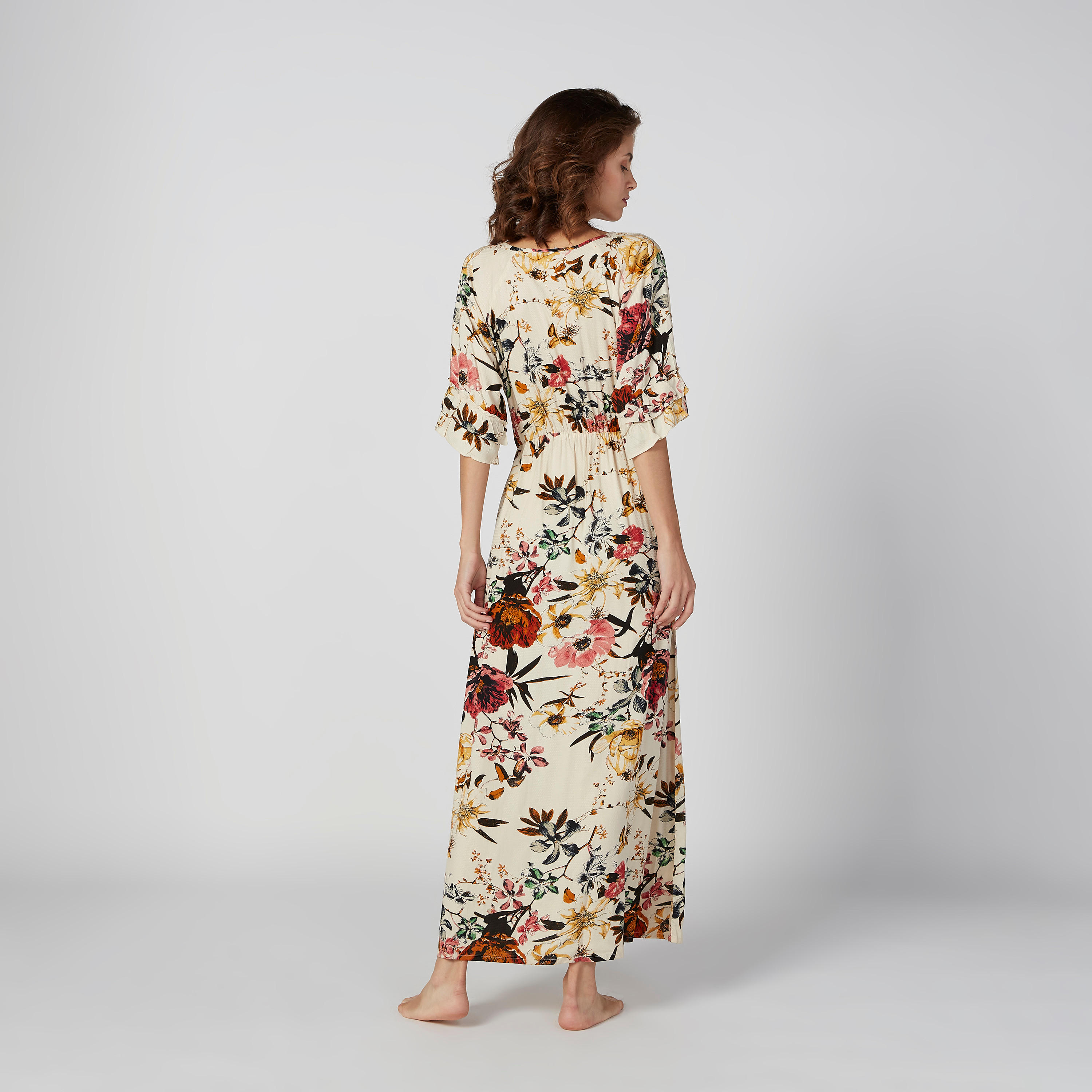 Printed Night Dress with Round Neck and Short Sleeves-women-clothing-nightwear-nighties-image-2