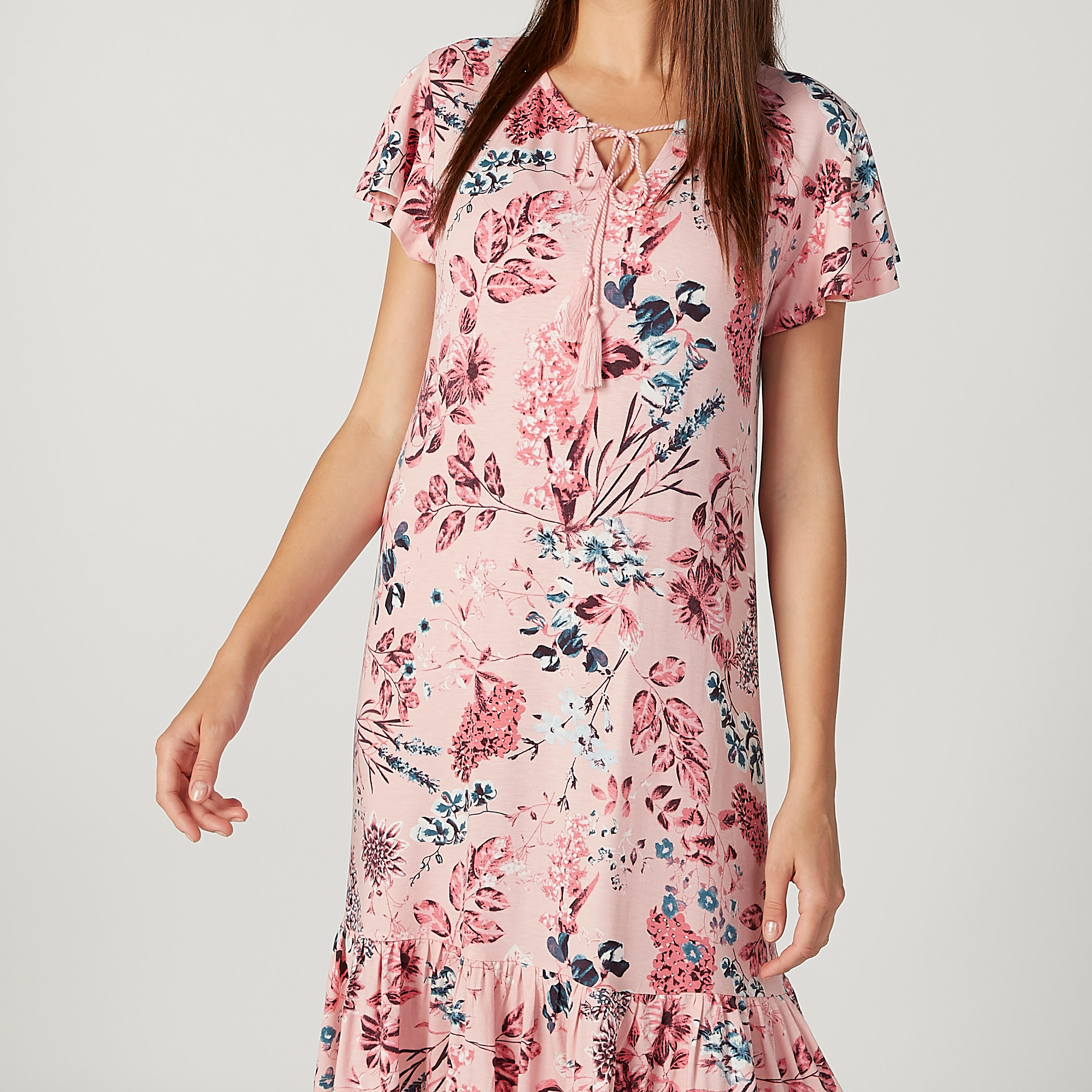 قميص نوم بأكمام كشكش وأربطة وطبعات-women-clothing-nightwear-nighties-image-3