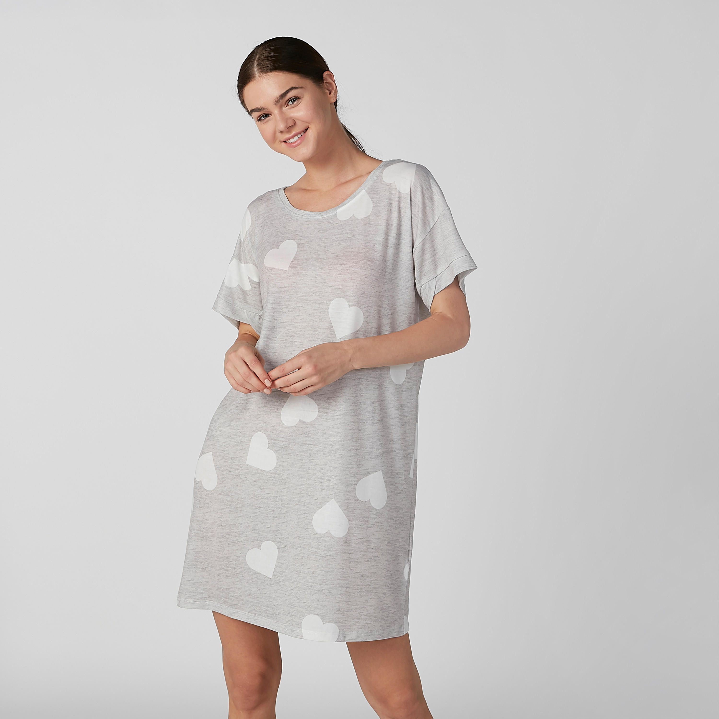قميص نوم بياقة قارب وأكمام قصيرة وطبعات-women-clothing-nightwear-nighties-image-1