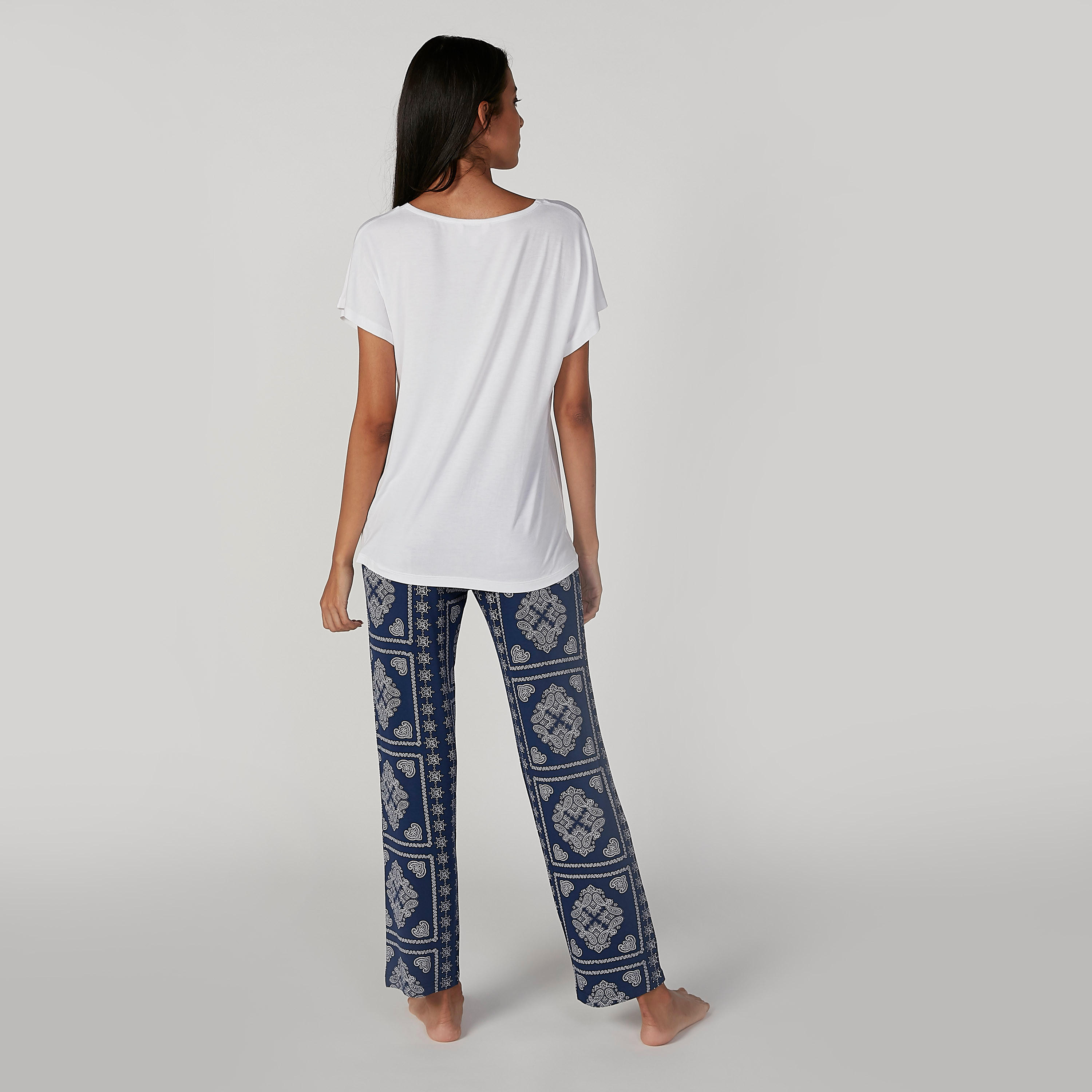 Printed Round Neck T-shirt and Full Length Pyjama Set-women-clothing-nightwear-pyjamas-longsets-image-2