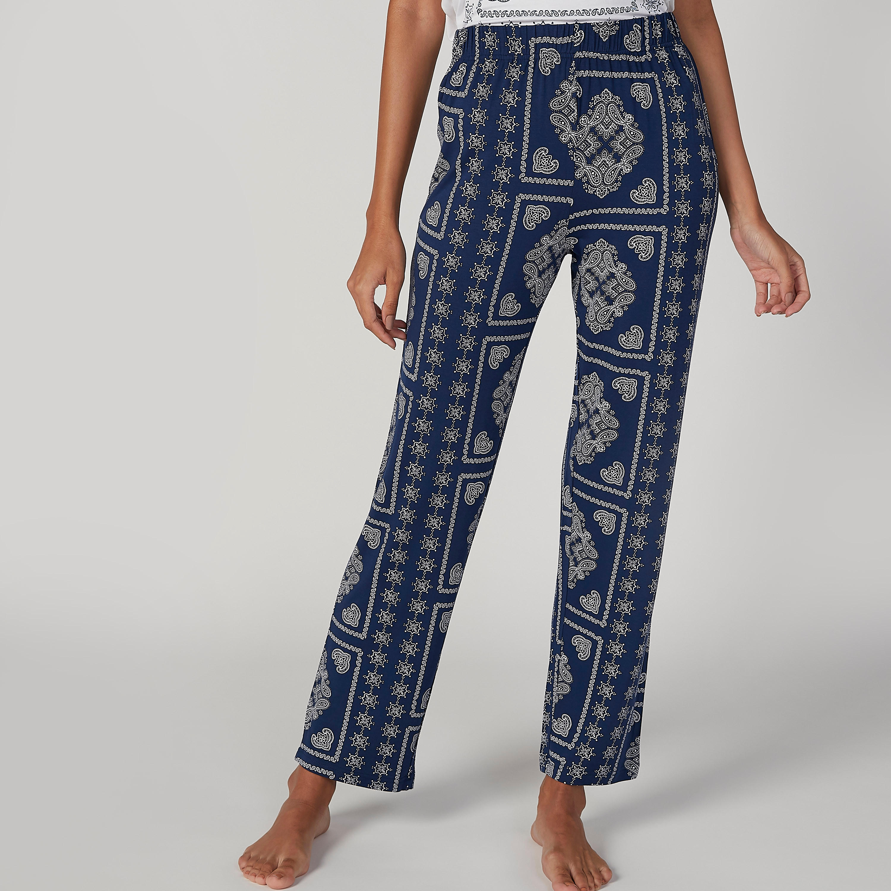 Printed Round Neck T-shirt and Full Length Pyjama Set-women-clothing-nightwear-pyjamas-longsets-image-5