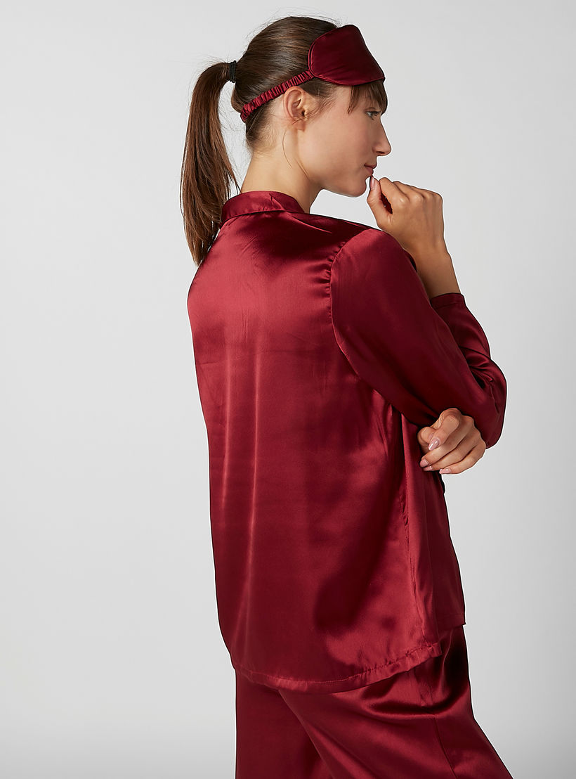 Plain Long Sleeves Shirt and Full Length Pyjama Set-women-clothing-nightwear-pyjamas-longsets-image-3
