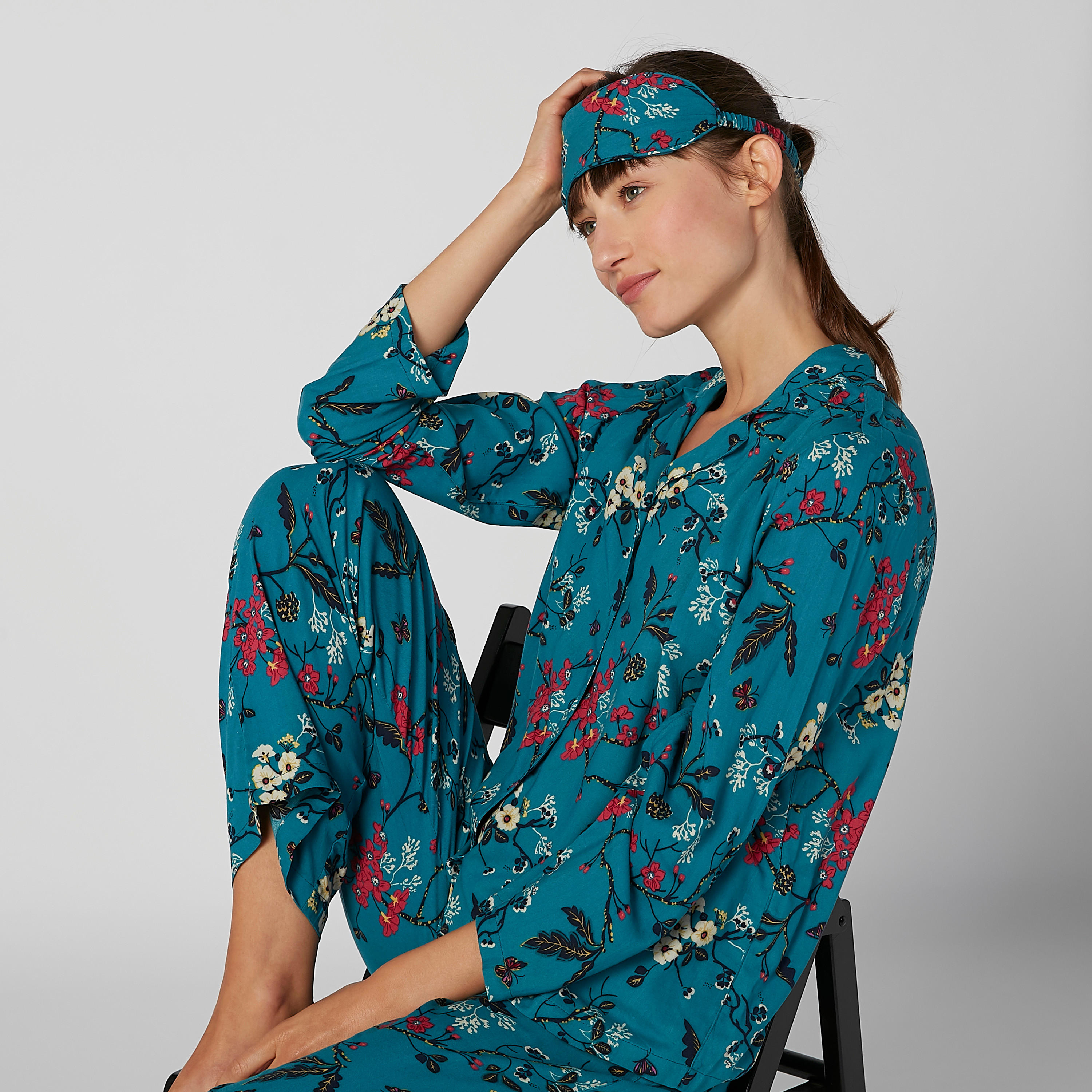 Printed Long Sleeves Shirt and Full Length Pyjama Set-women-clothing-nightwear-pyjamas-longsets-image-1