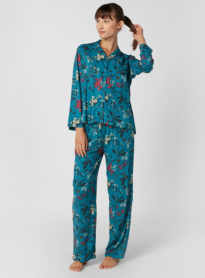 Printed Long Sleeves Shirt and Full Length Pyjama Set-women-clothing-nightwear-pyjamas-longsets-image-5