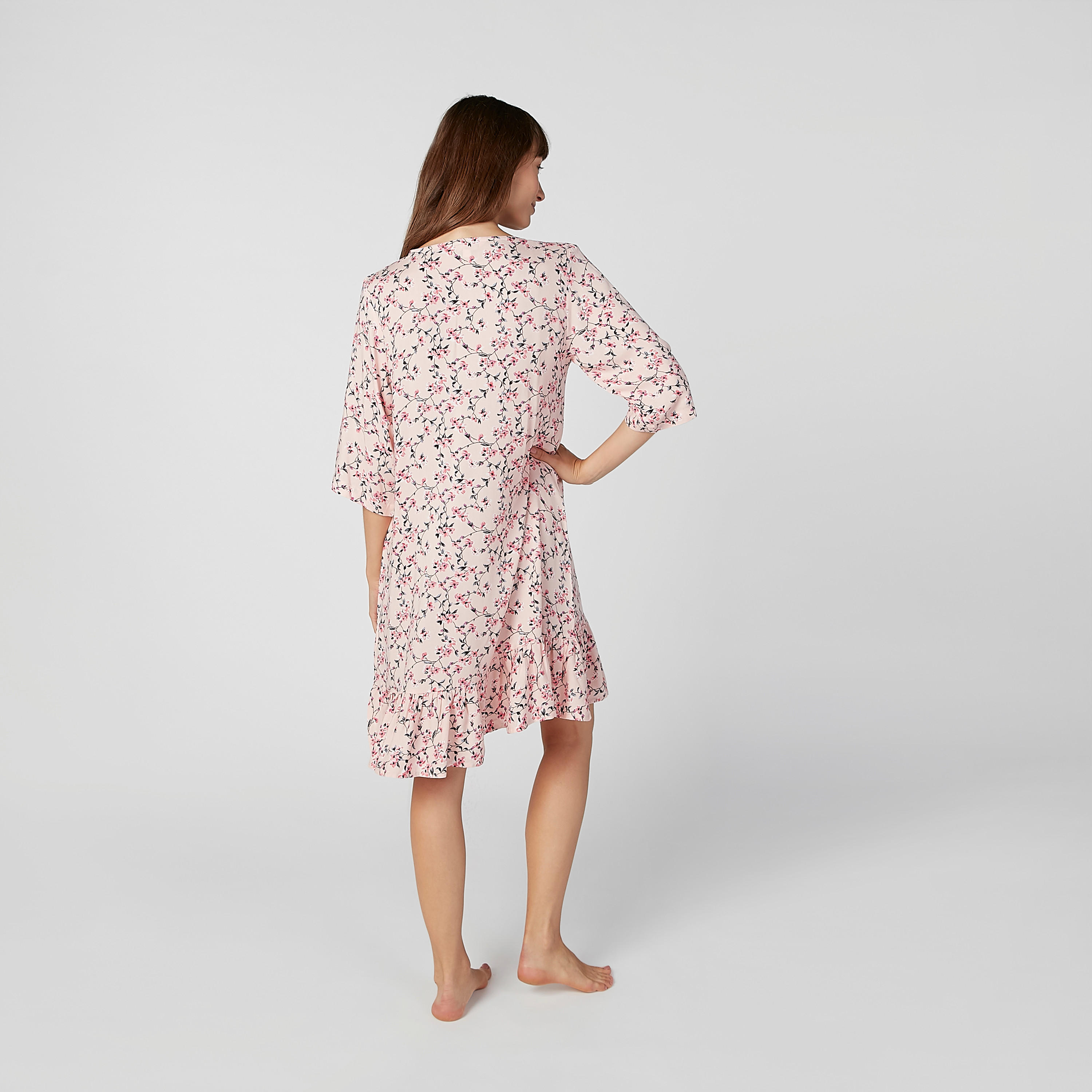 قميص نوم بياقة V وأكمام 3/4 - طقم من قطعتين متنوعتين-women-clothing-nightwear-nighties-image-4