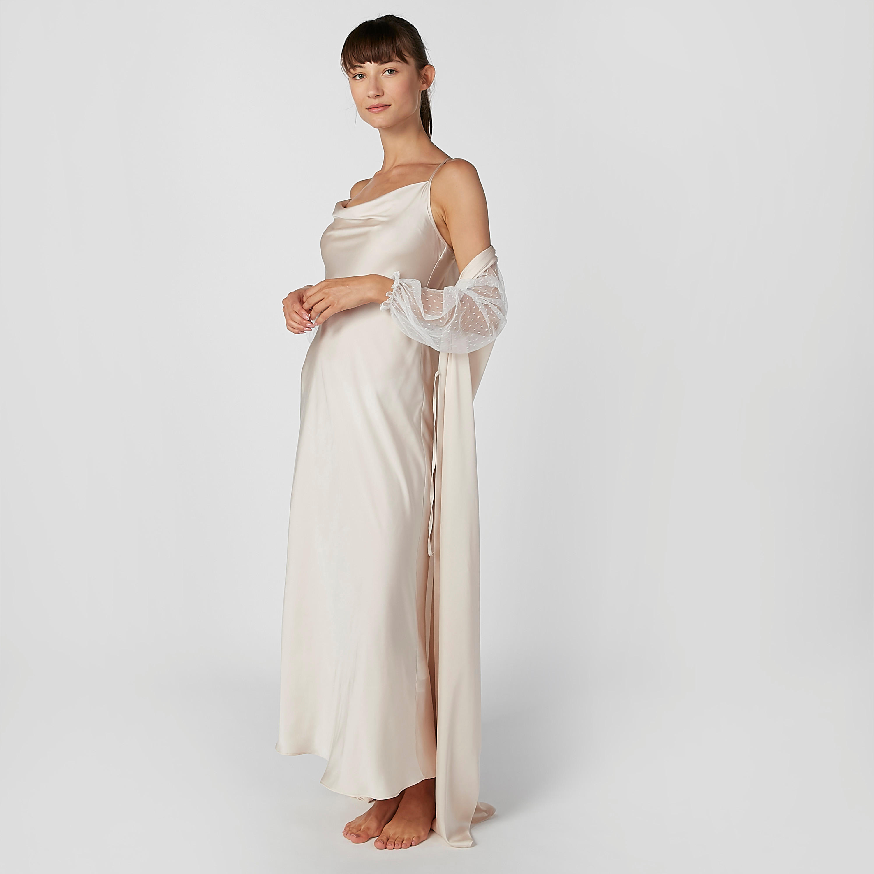 Plain Robe with Textured Long Sleeves and Tie Ups-women-clothing-nightwear-robes-image-2
