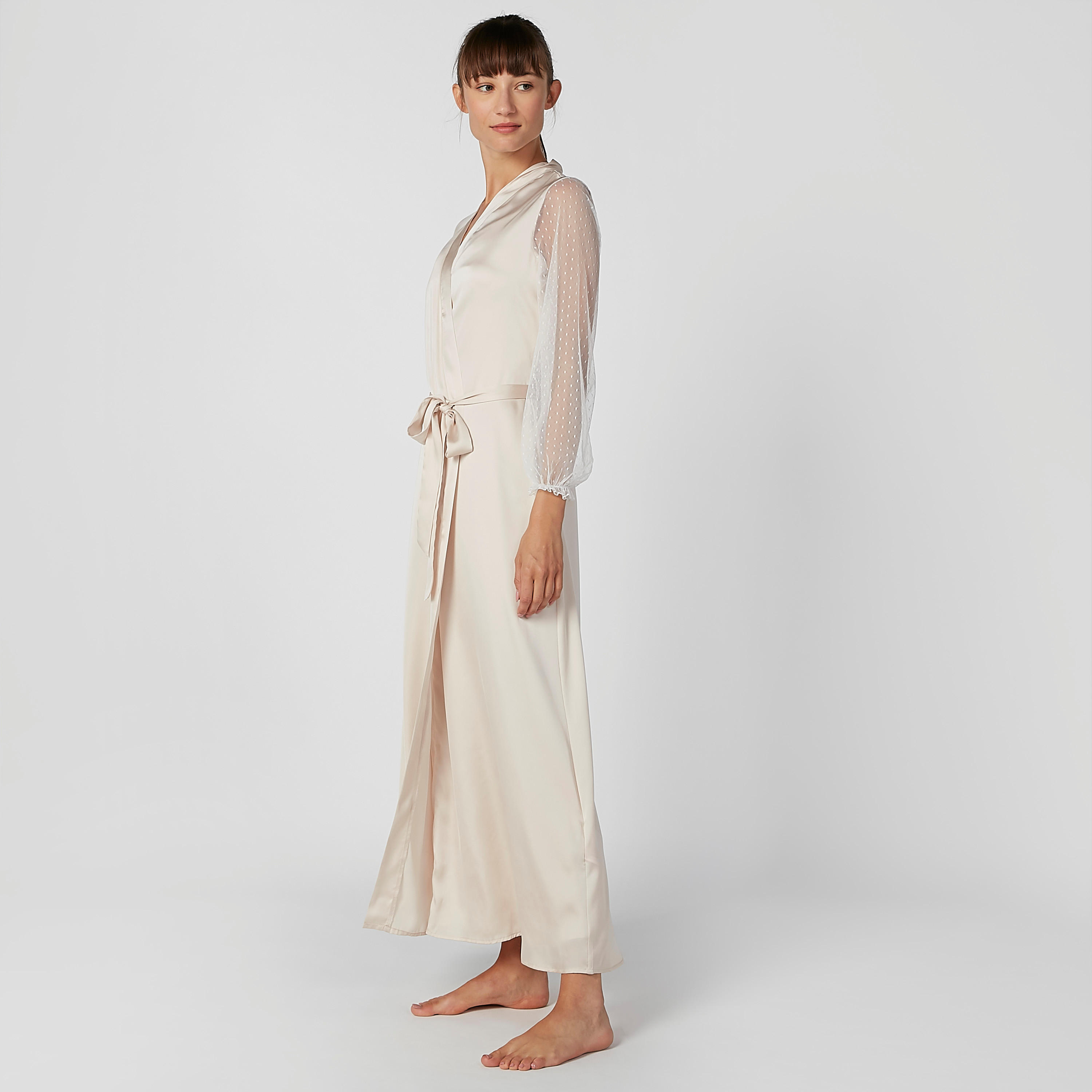 Plain Robe with Textured Long Sleeves and Tie Ups-women-clothing-nightwear-robes-image-3
