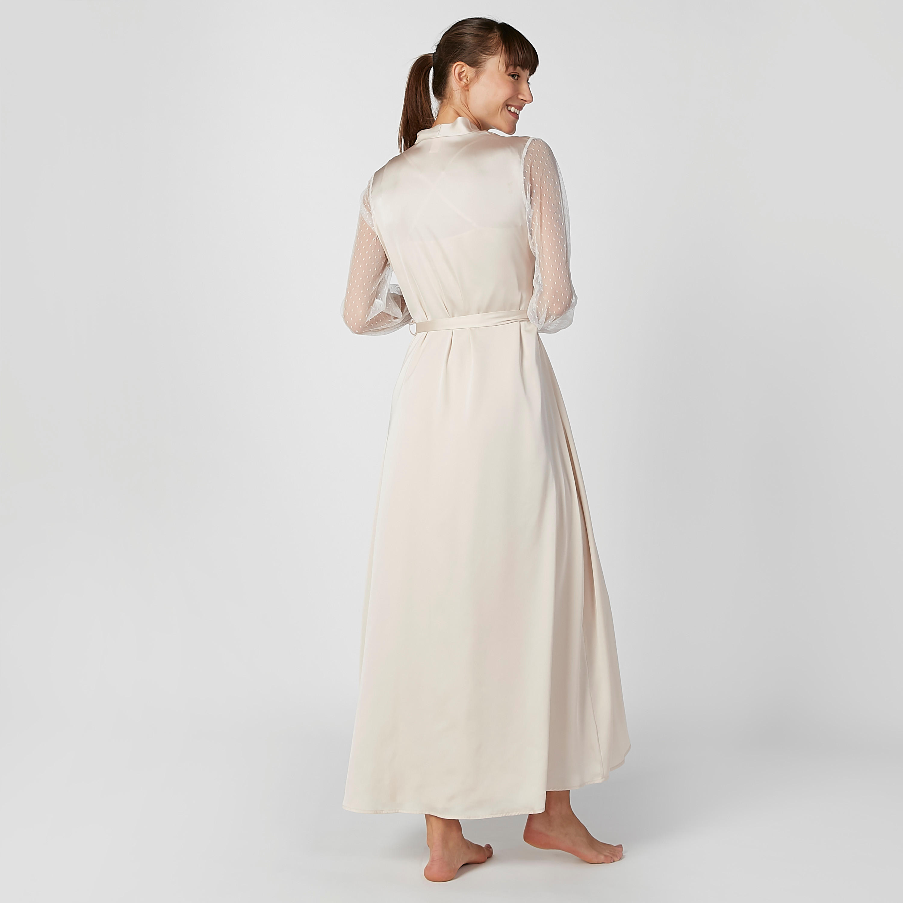 Plain Robe with Textured Long Sleeves and Tie Ups-women-clothing-nightwear-robes-image-4
