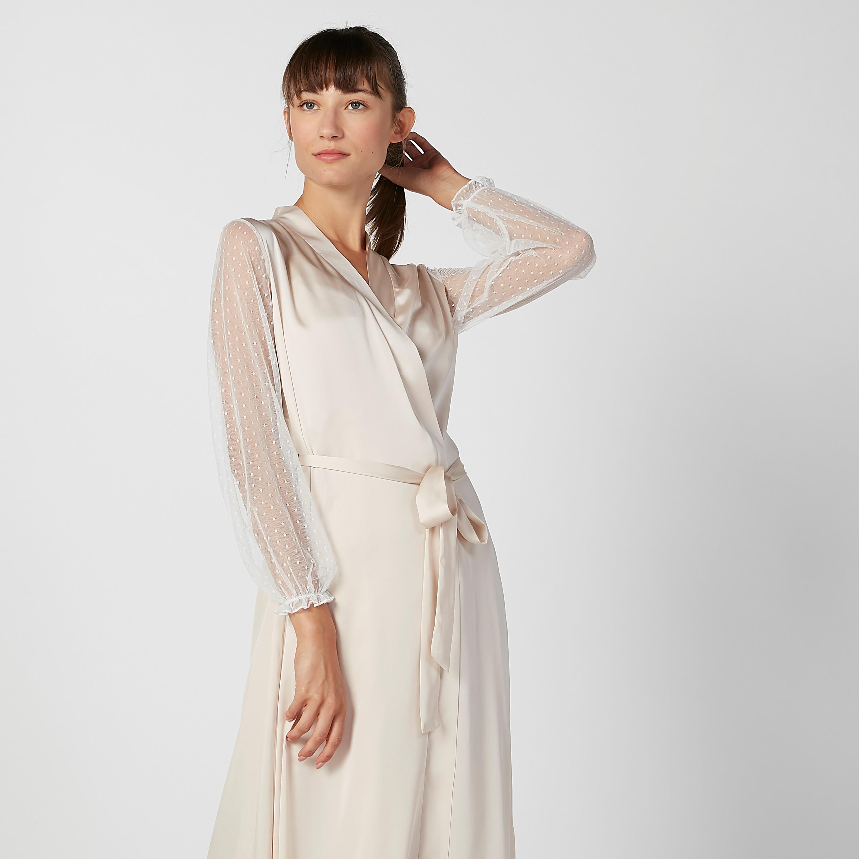 Plain Robe with Textured Long Sleeves and Tie Ups-women-clothing-nightwear-robes-image-5