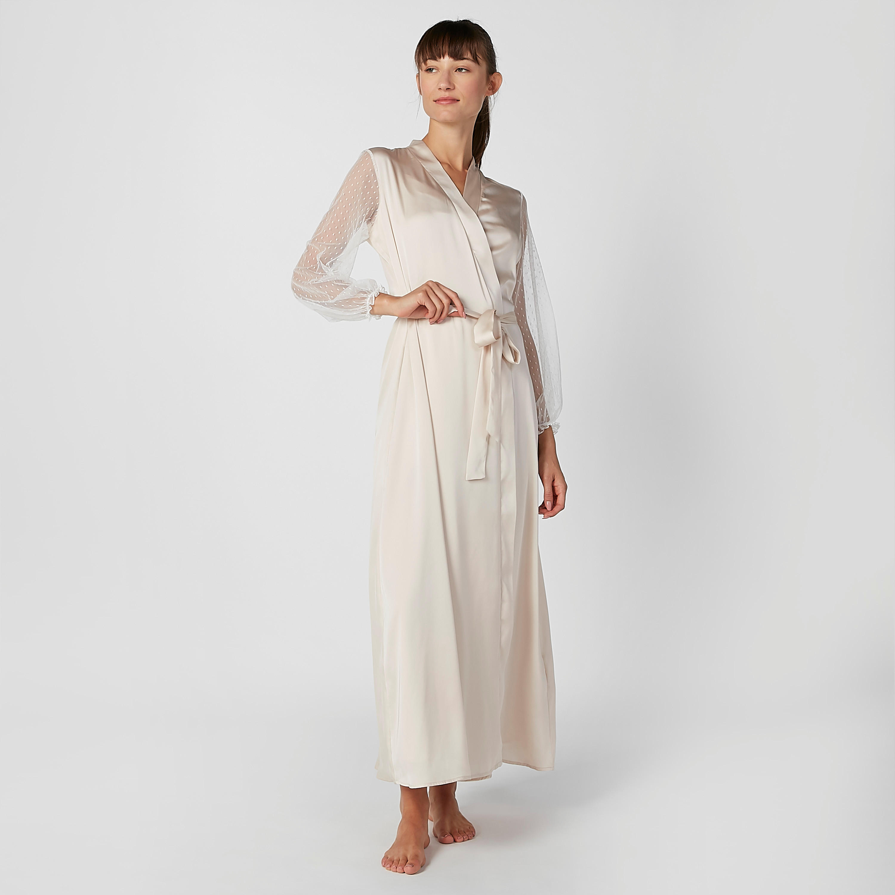 Plain Robe with Textured Long Sleeves and Tie Ups-women-clothing-nightwear-robes-image-6