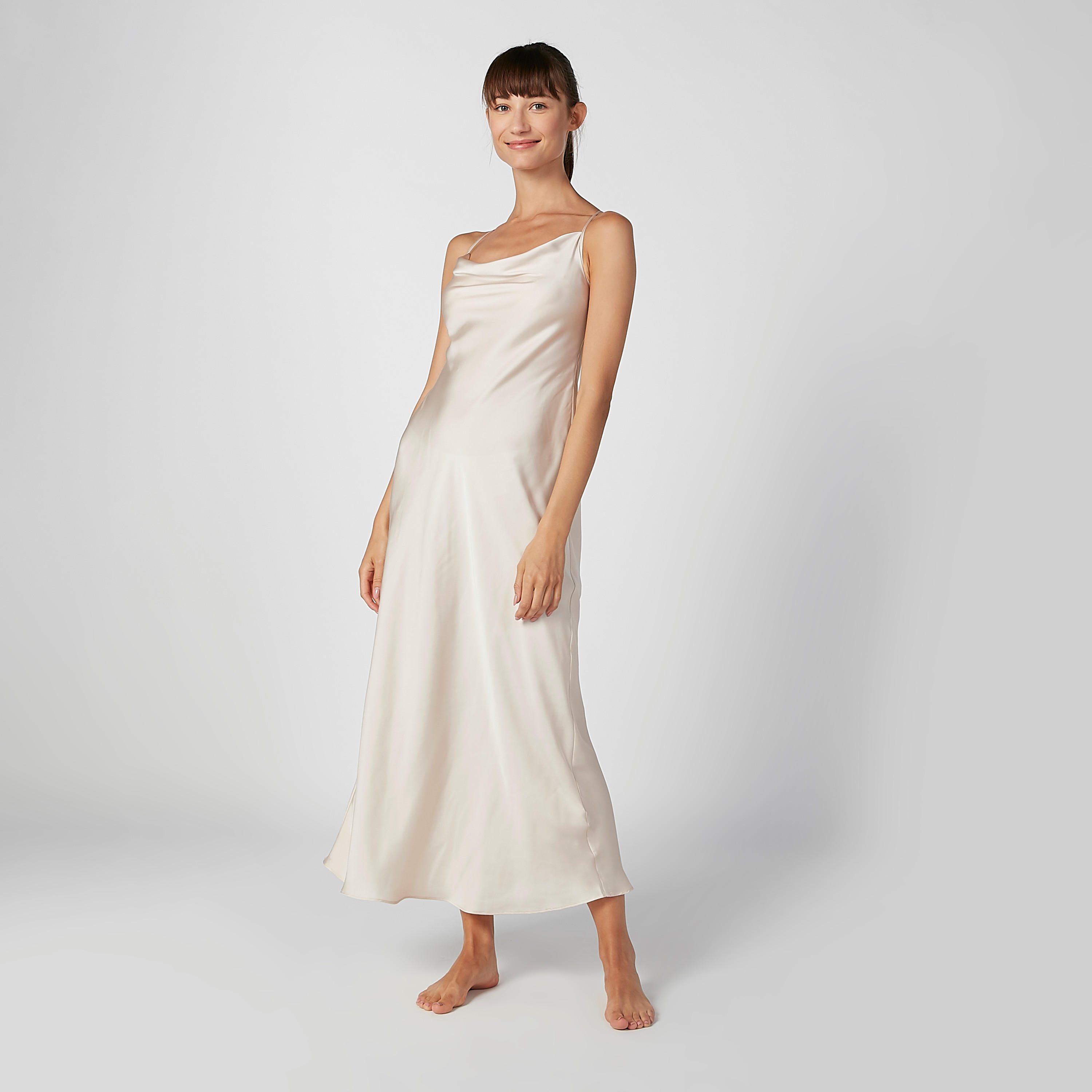 Plain Maxi Dress with Cowl Neck and Straps-women-clothing-nightwear-nighties-image-1