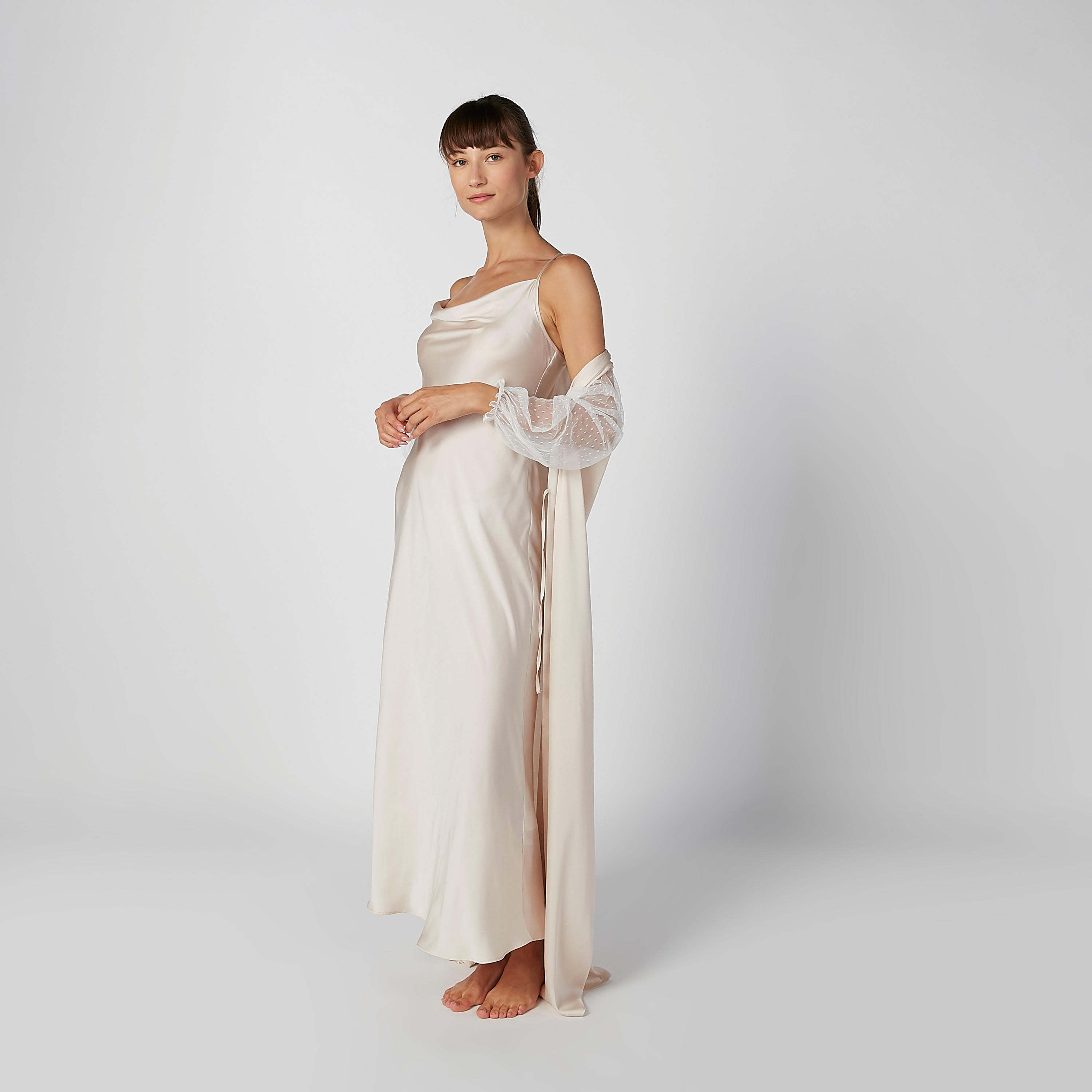 Plain Maxi Dress with Cowl Neck and Straps-women-clothing-nightwear-nighties-image-2