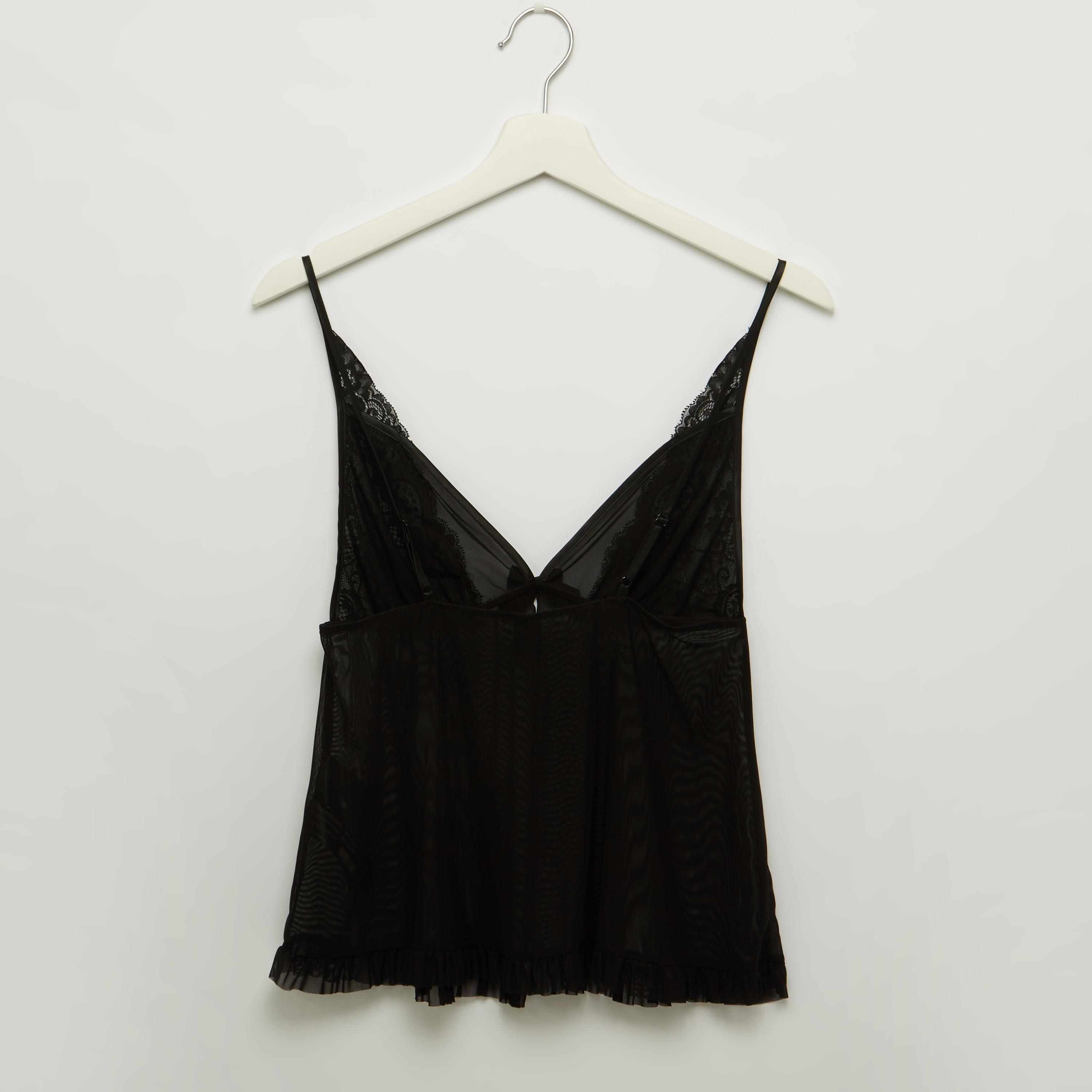 طقم بنطال بيجاما طويل وبلوزة دون أكمام وتفاصيل دانتيل-women-clothing-nightwear-pyjamas-longsets-image-4