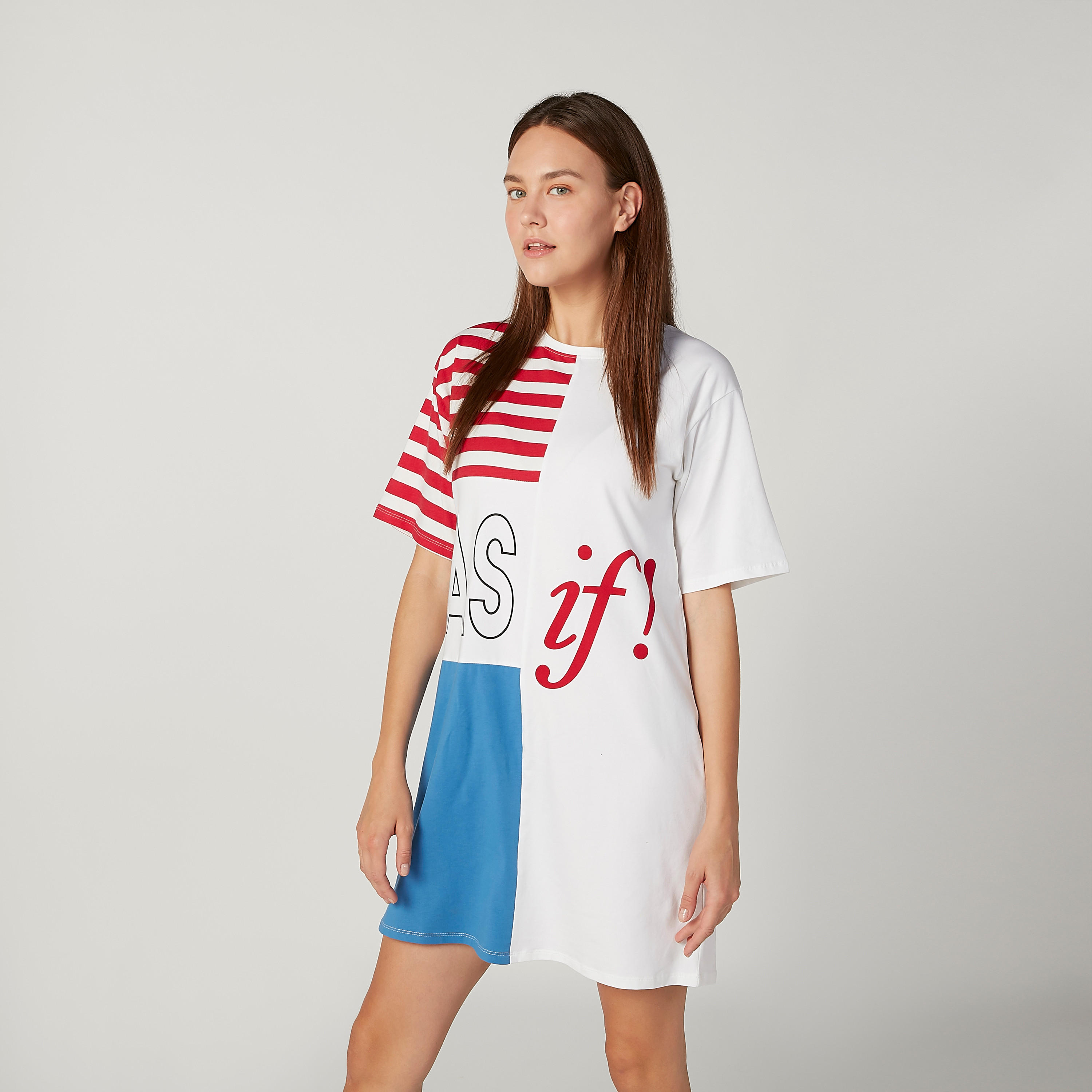 Printed Sleep Dress with Round Neck and Short Sleeves-women-clothing-nightwear-nighties-image-1