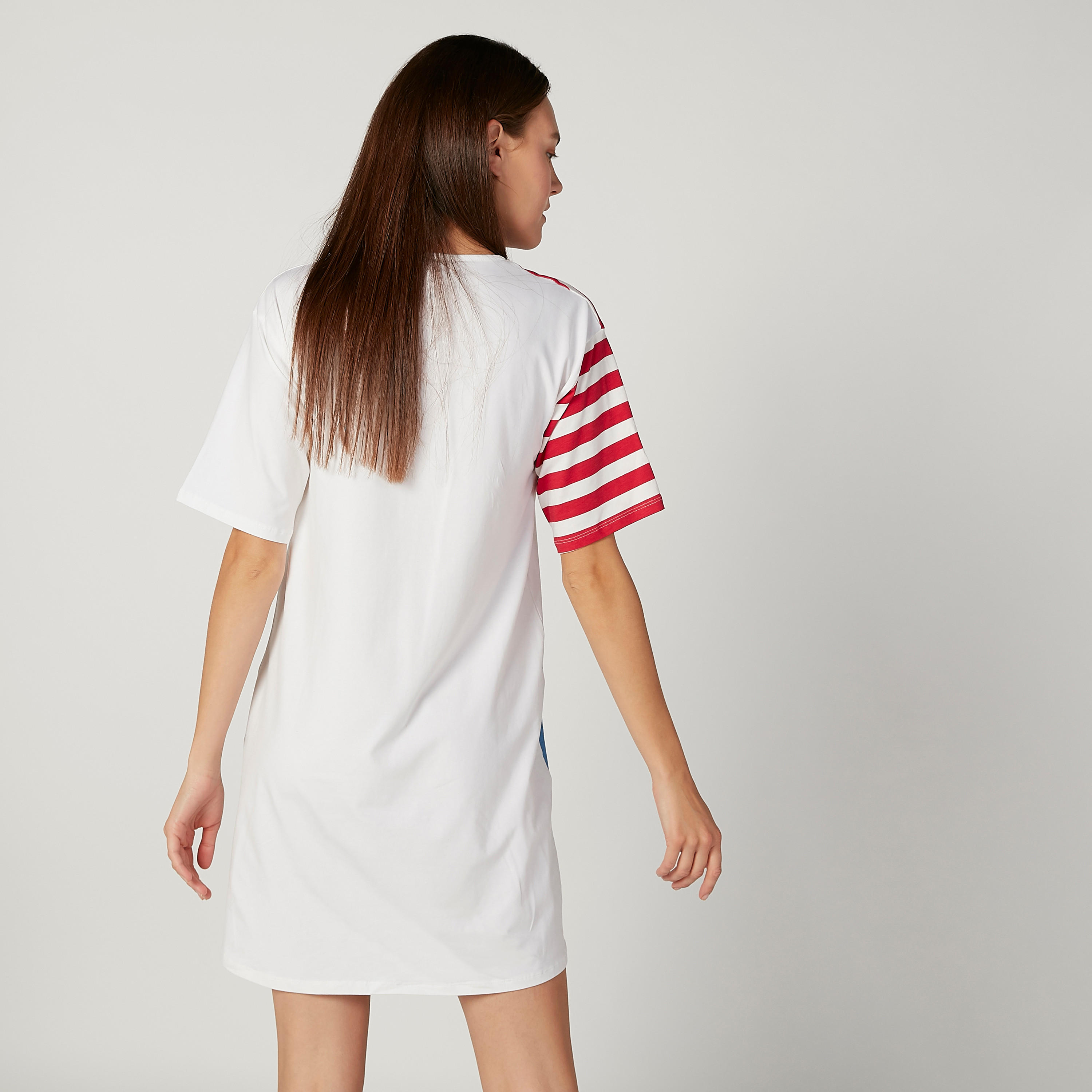 Printed Sleep Dress with Round Neck and Short Sleeves-women-clothing-nightwear-nighties-image-2