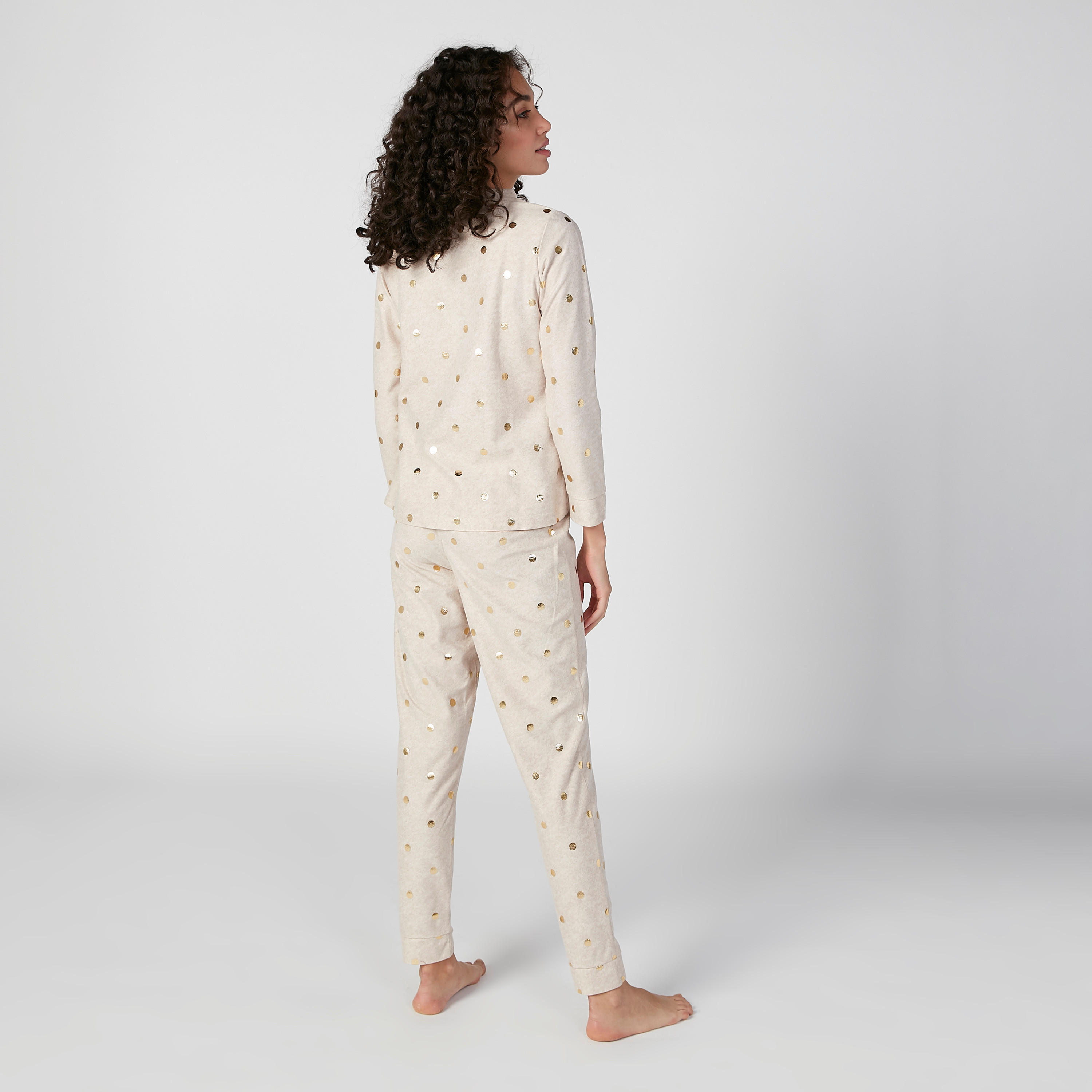 Polka Dot Printed T-shirt and Full Length Pyjama Set-women-clothing-nightwear-pyjamas-longsets-image-4