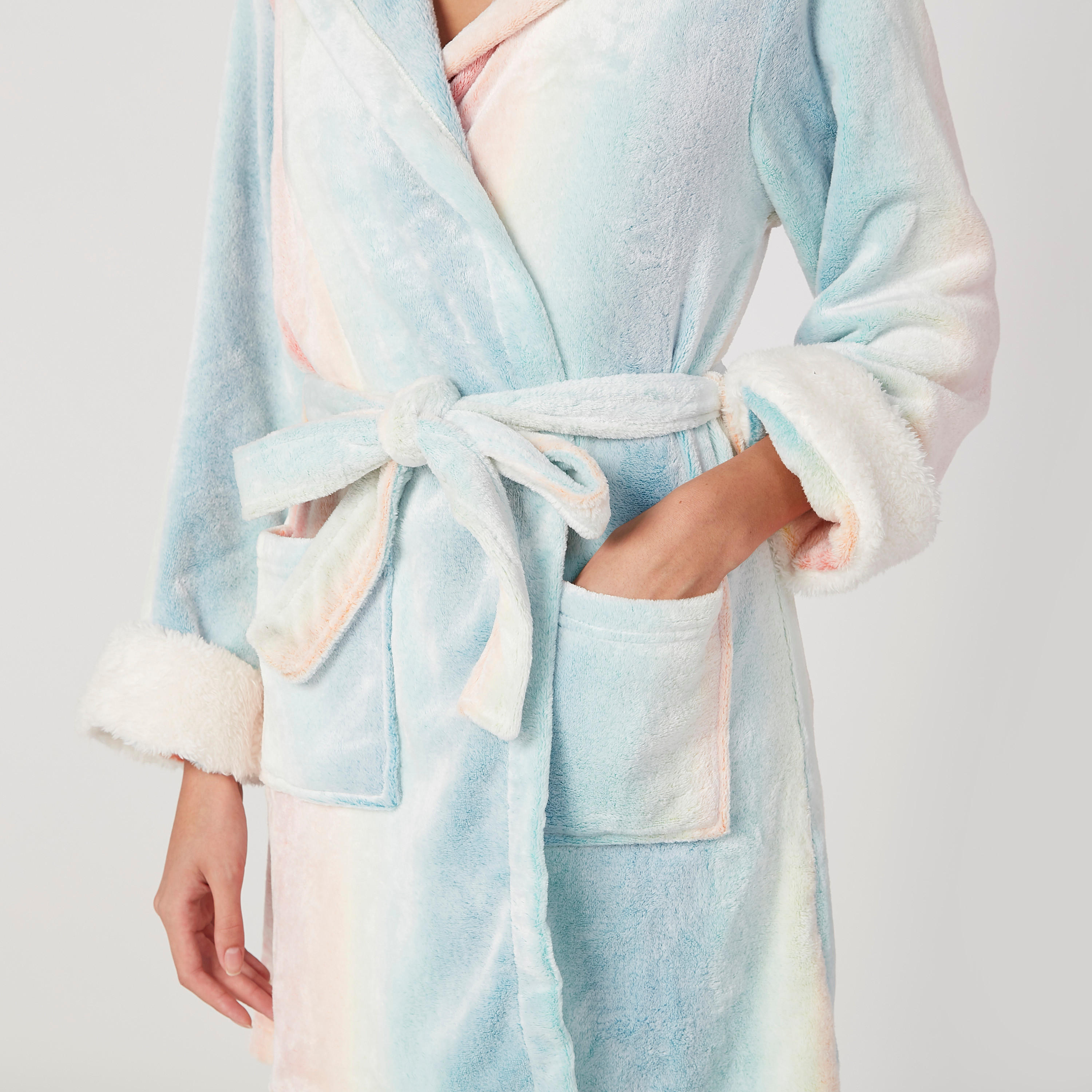 روب بارز الملمس بأكمام طويلة وأربطة-women-clothing-nightwear-robes-image-2