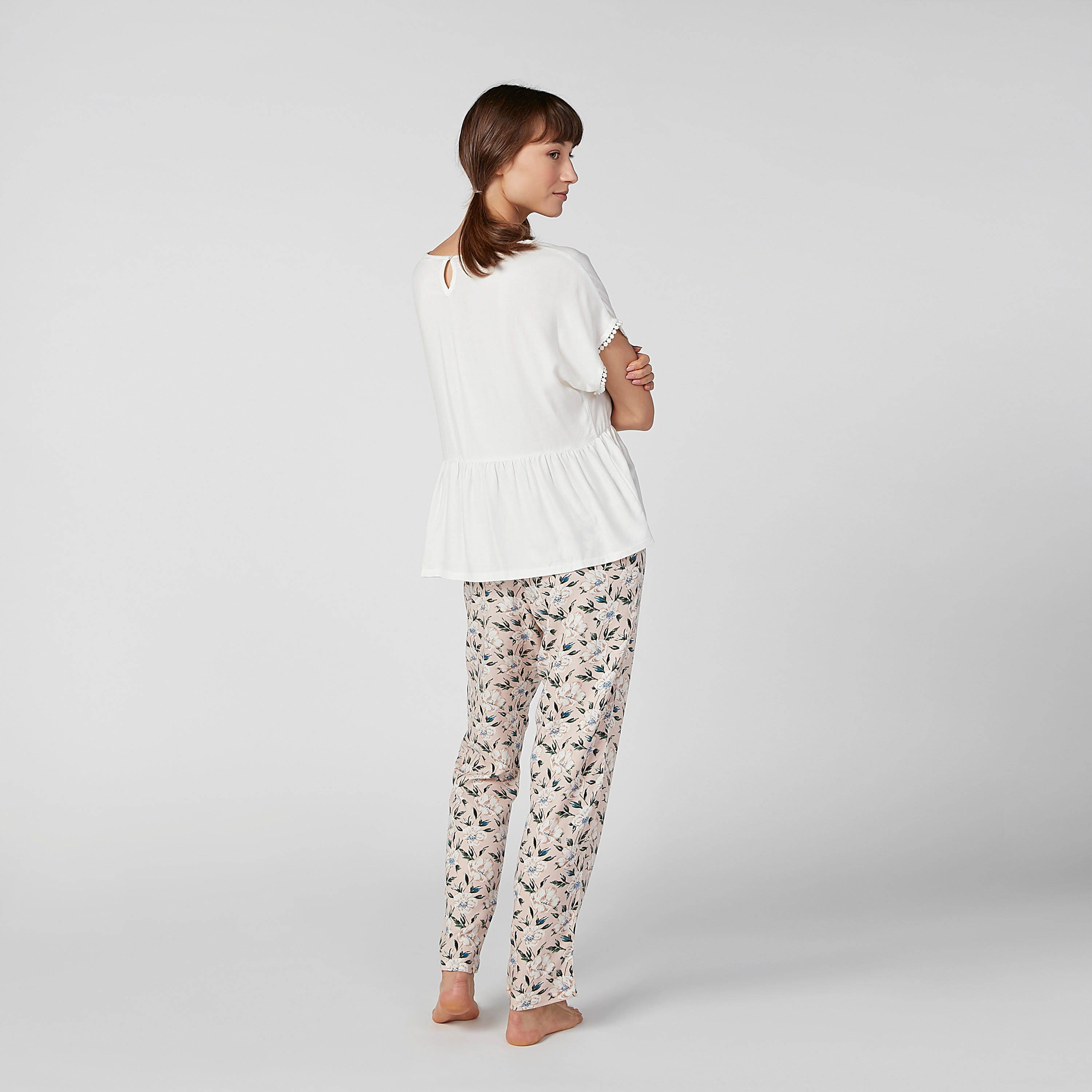 طقم بنطلون بيجاما وبلوزة بياقة قارب وطبعات-women-clothing-nightwear-pyjamas-longsets-image-2
