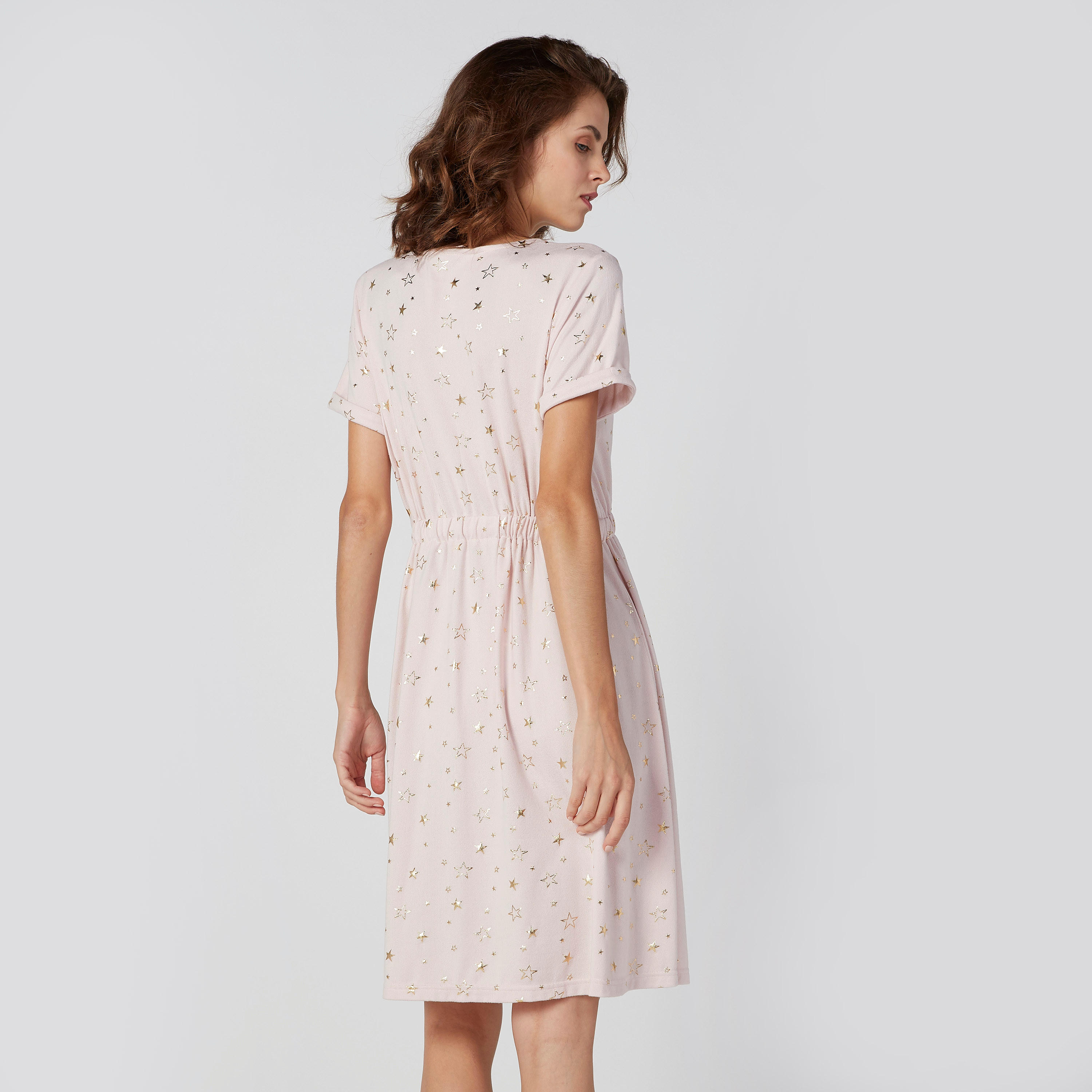 Printed Night Dress with Round Neck and Tie Ups-women-clothing-nightwear-nighties-image-2