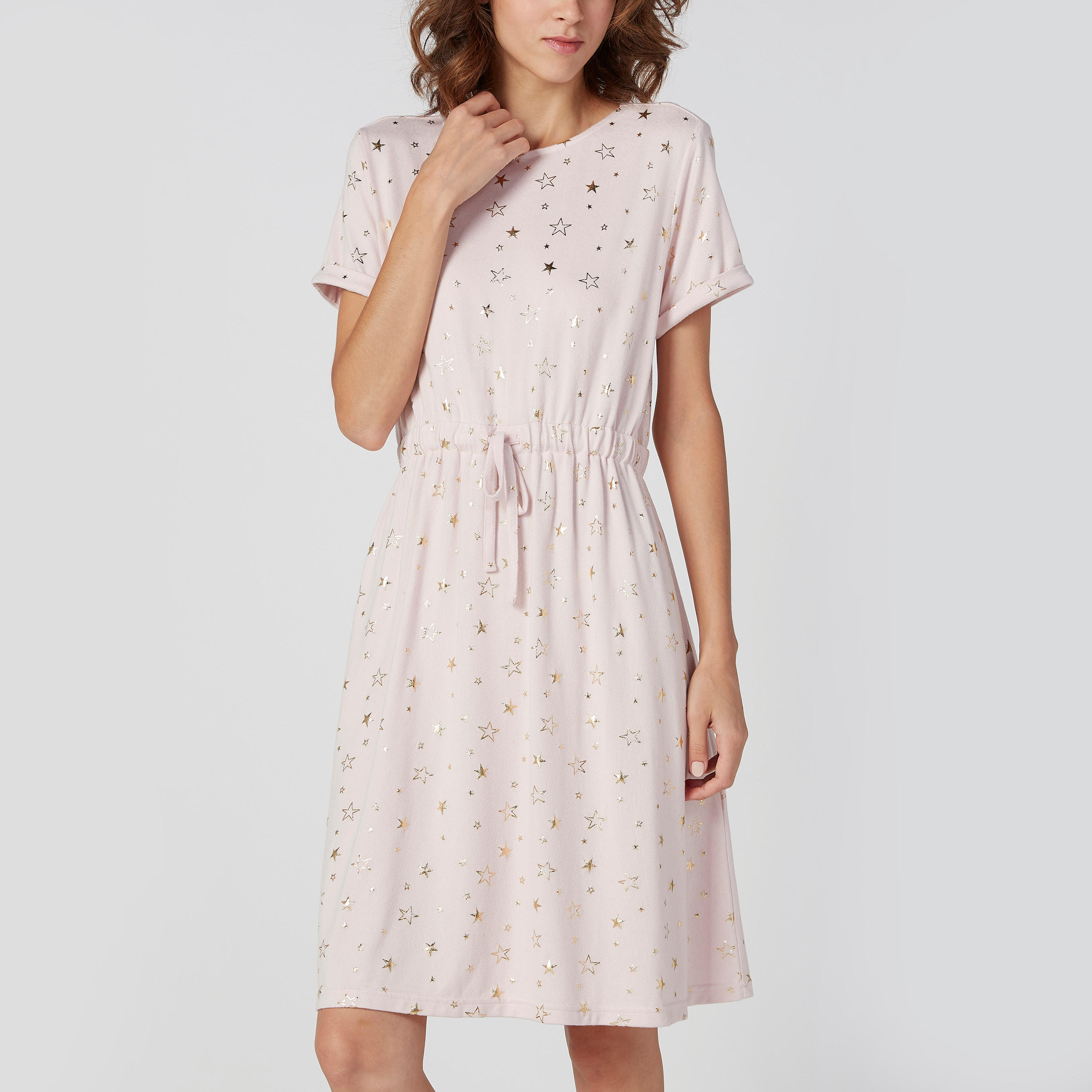 Printed Night Dress with Round Neck and Tie Ups-women-clothing-nightwear-nighties-image-4