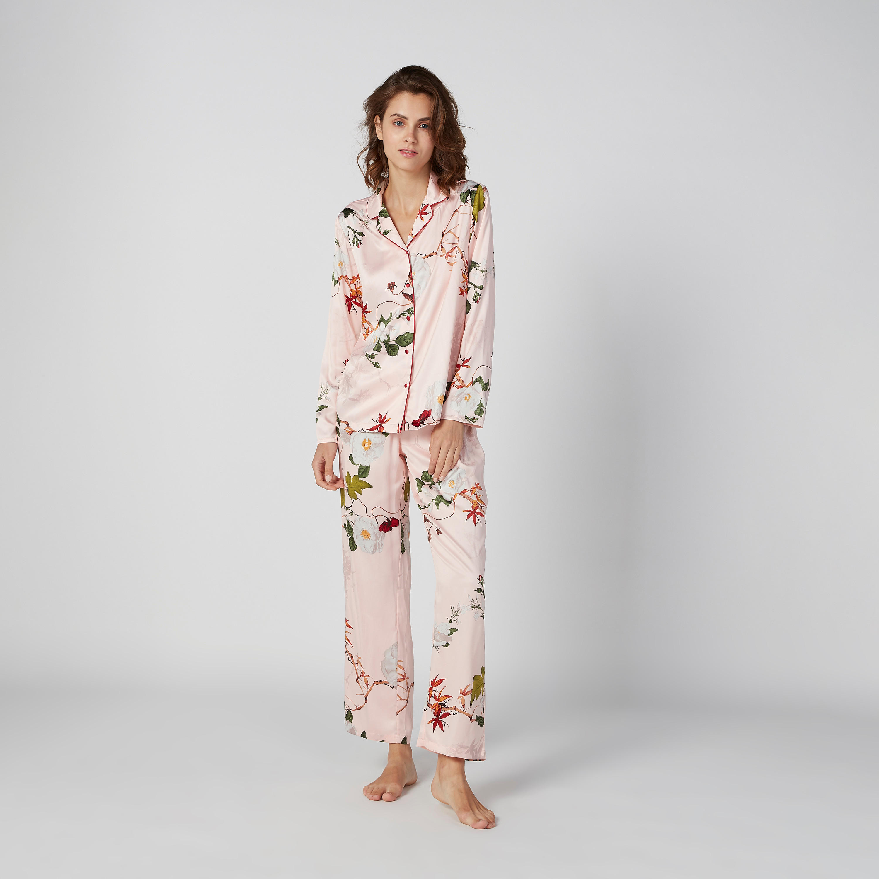 Printed Long Sleeves Shirt with Full Length Pyjama Set-women-clothing-nightwear-pyjamas-longsets-image-1