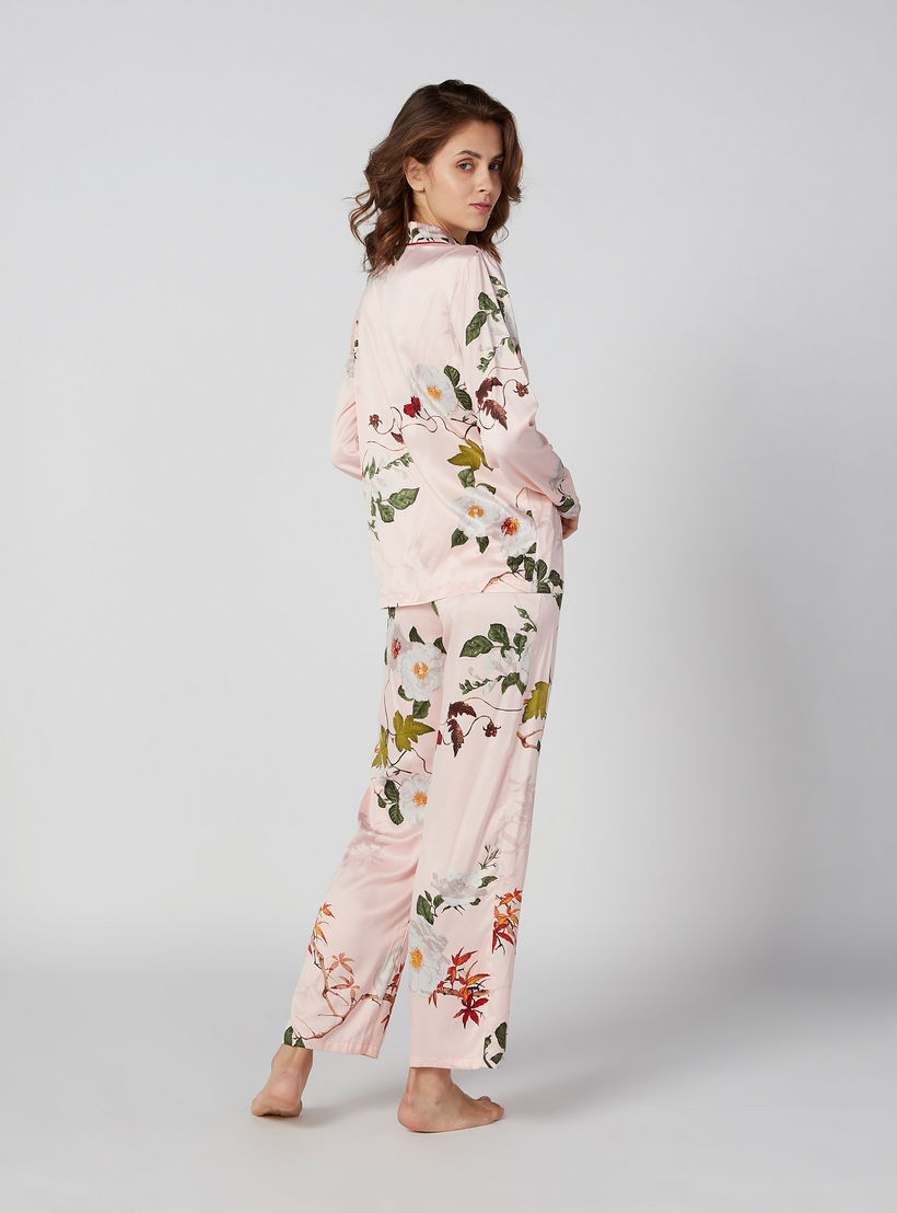 Printed Long Sleeves Shirt with Full Length Pyjama Set-women-clothing-nightwear-pyjamas-longsets-image-2