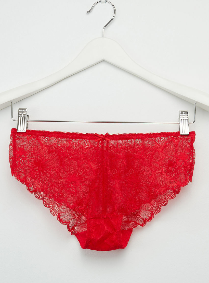 طقم سراويل داخلية وصدريّة ديمي مبطّنة بتفاصيل دانتيل-women-clothing-lingerie-lingeriesets-image-2