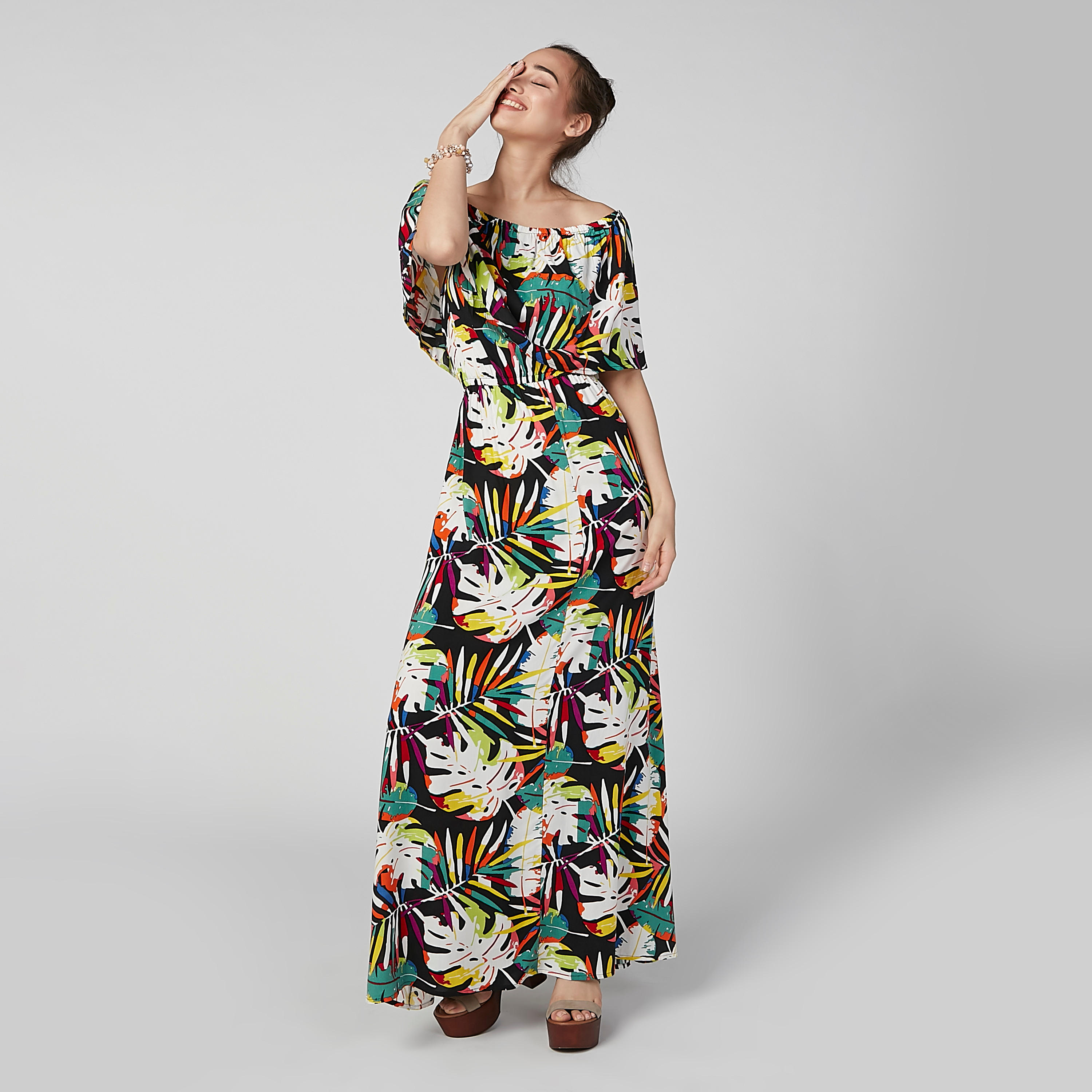 فستان طويل بياقة قارب وطبقات وطبعات-women-clothing-dresses-image-1
