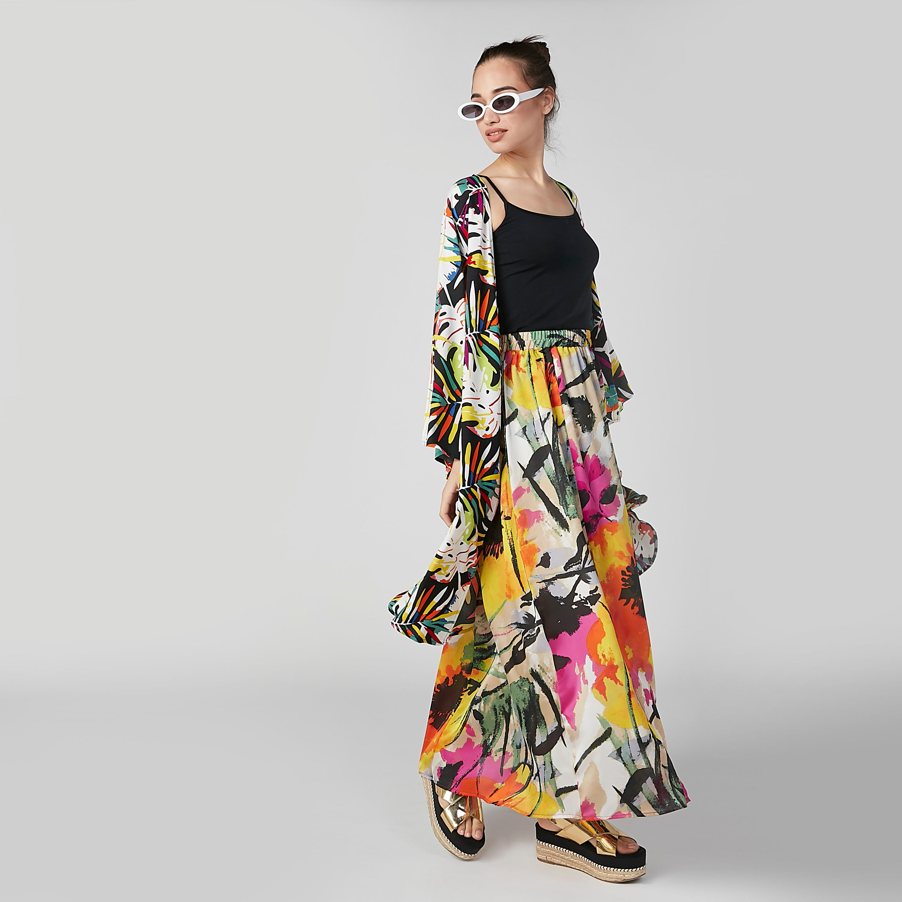 تنورة شاطئ بخصر مطّاطي وطبعات زهرية-women-clothing-bottoms-skirts-image-2