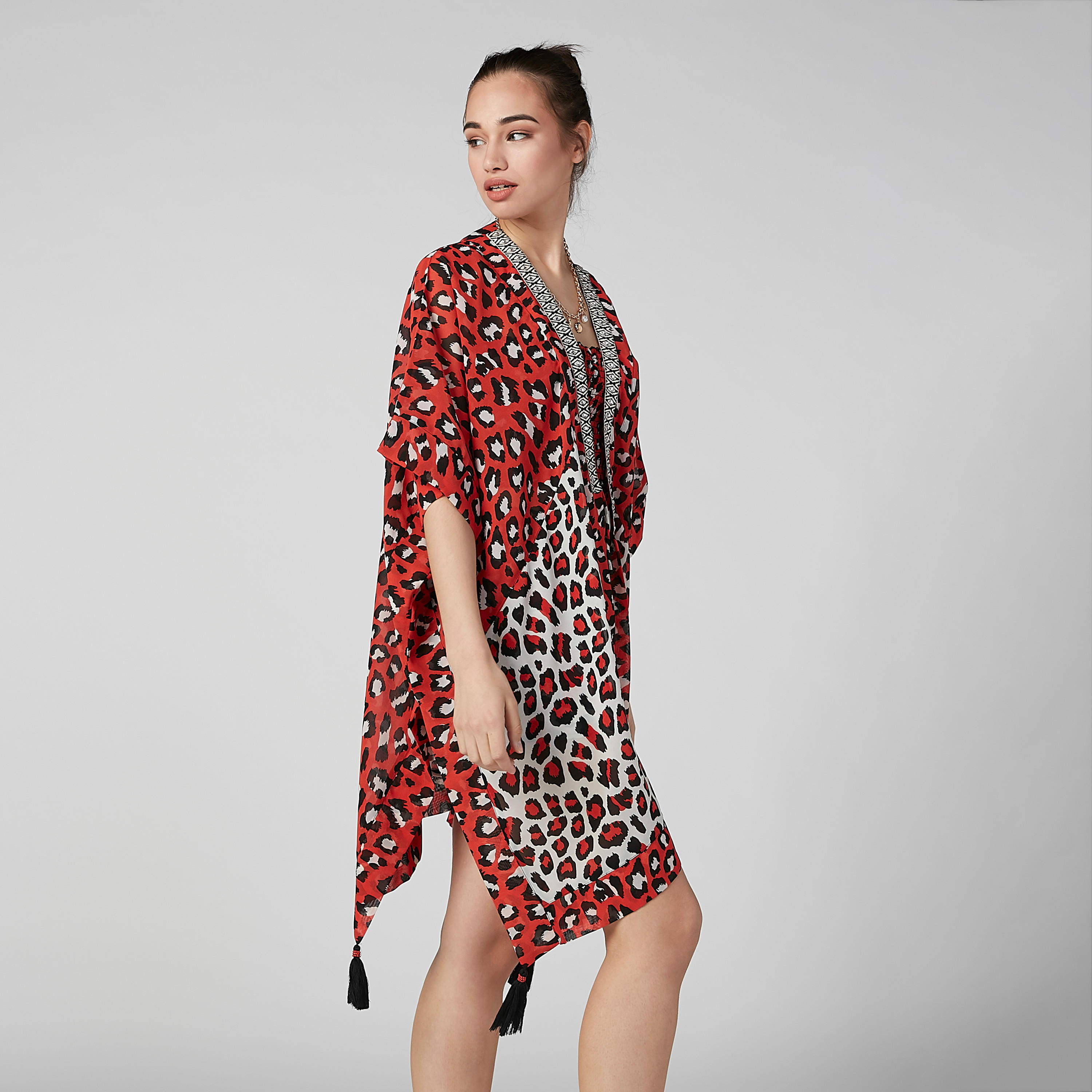 Animal Printed Kaftan Shrug with Tassels-women-winterwear-cardigansandjumpers-cardigans-image-1